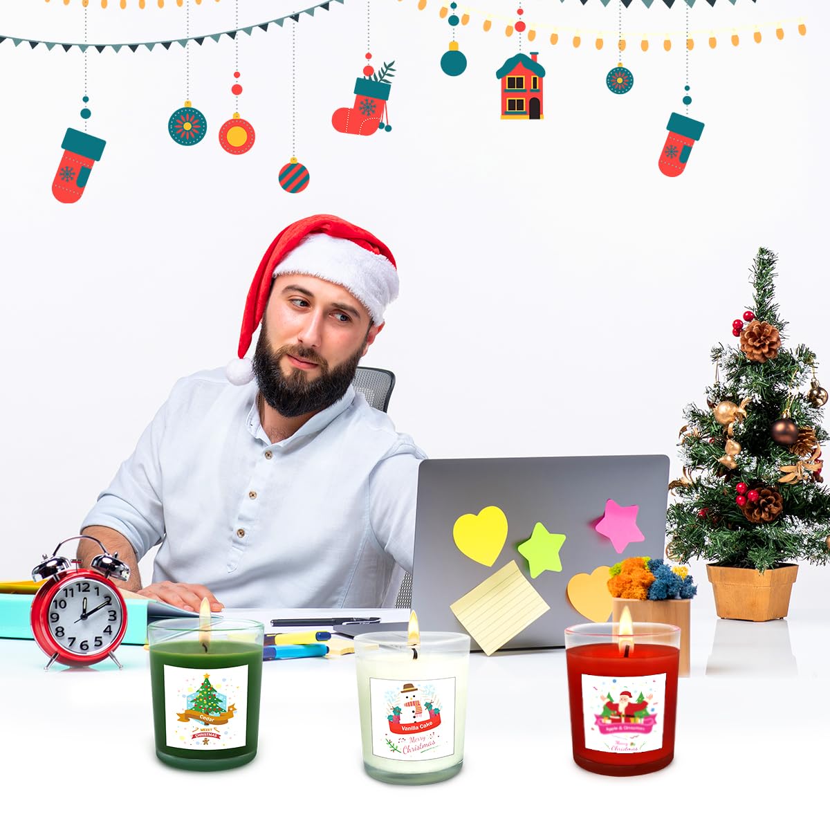 Christmas Scented Glass Votive Candle Set - 12 Pack, Holiday Fragrances: Apple & Cinnamon, Vanilla Cake, and Cedar - Festive Decor Candles for Home Parties Gifts