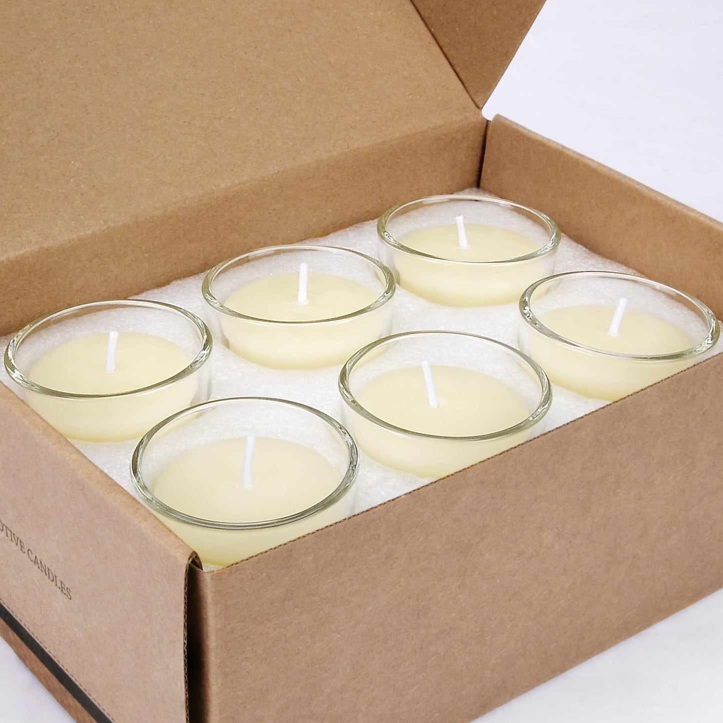 DEYBBY Ivory White Beeswax Votive Candles-6 Pack Natural Votives Set in Glass Jar for Home Room Decor Party Wedding Spa Gift,12 Hours Burn