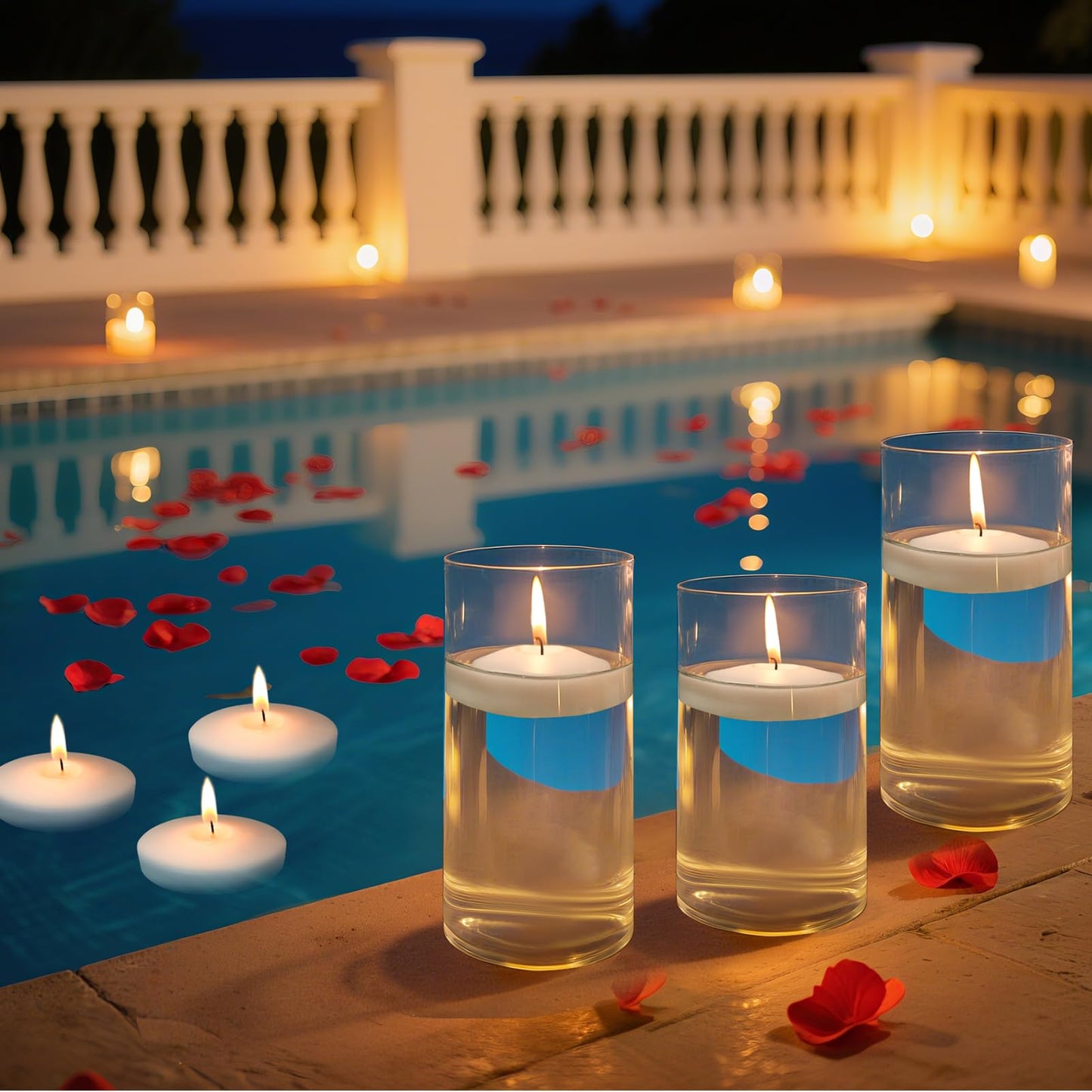 3 inch Floating Candles 36 Packs Black Floating Candles 8-9 Hours Floating Candle for Centerpieces 3” Water Candles for Cylinder Vases, Pool, Wedding, Party