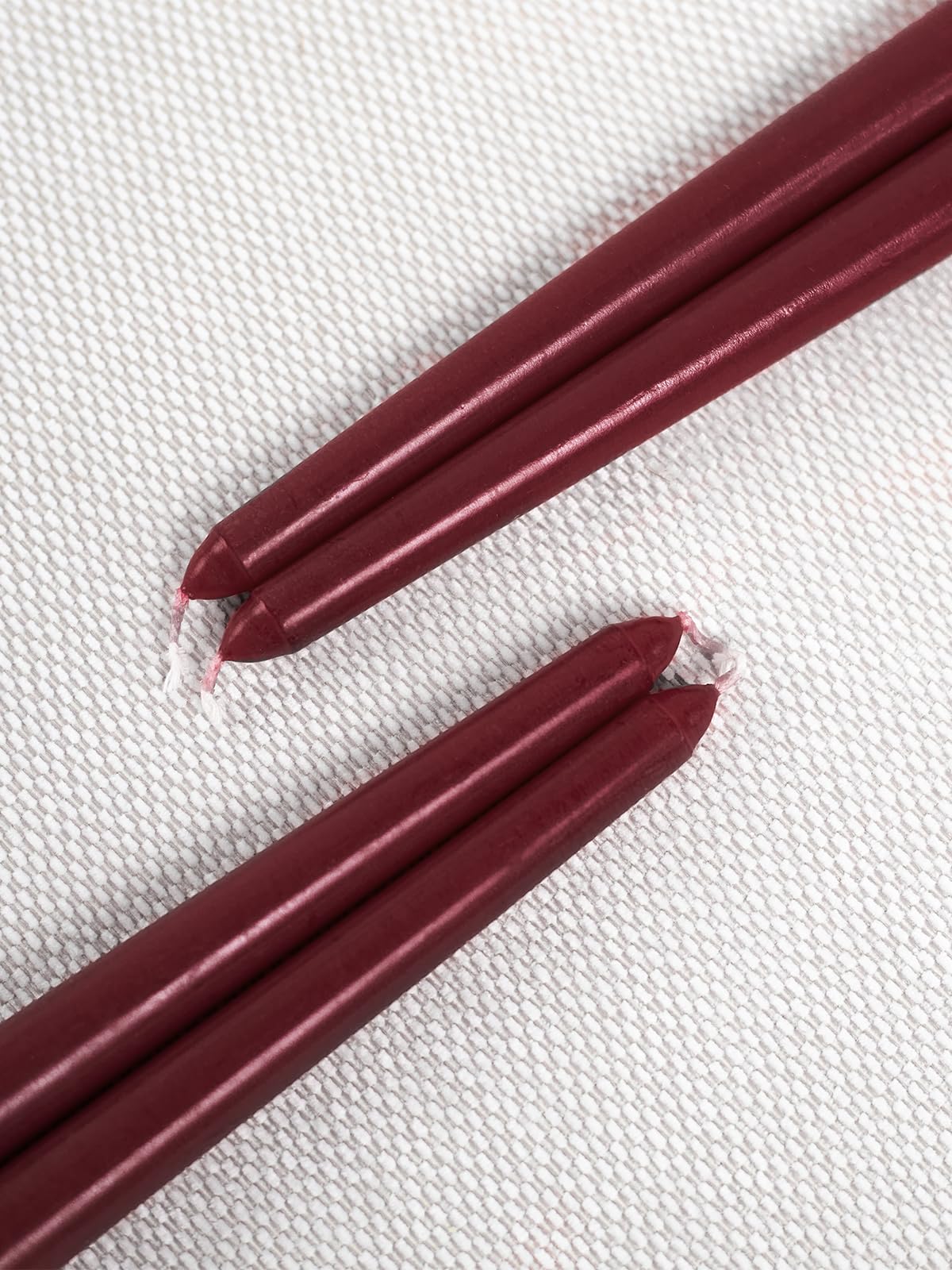 CANDWAX 10 inch Burgundy Taper Candles Set of 12 - Unscented Dripless Burgundy Candlesticks - Christmas Taper Candles with Burning Time up to 8 Hours - Christmas Candle Sticks