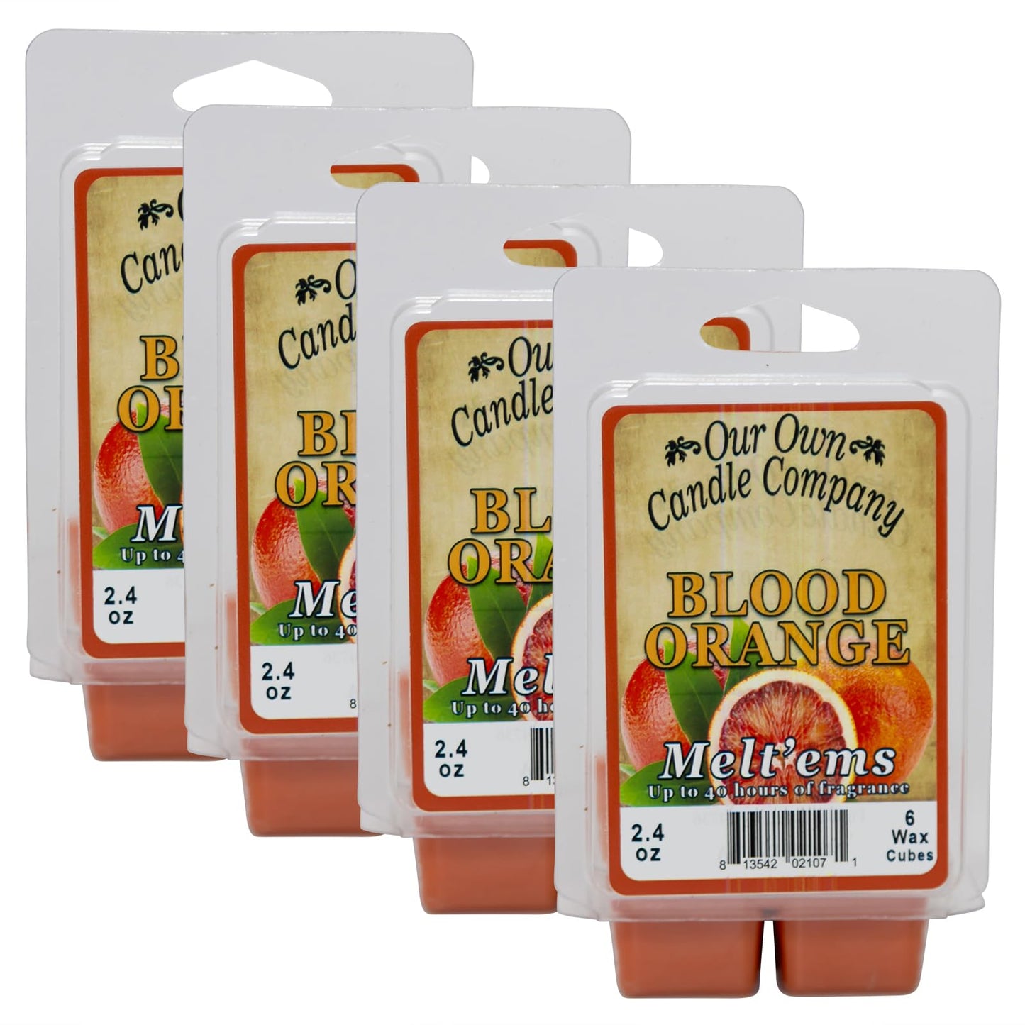 Our Own Candle Company Premium Wax Melt, Blood Orange Scent, Handmade in the USA, 24 Cubes (4 Pack, 9.6oz Total)
