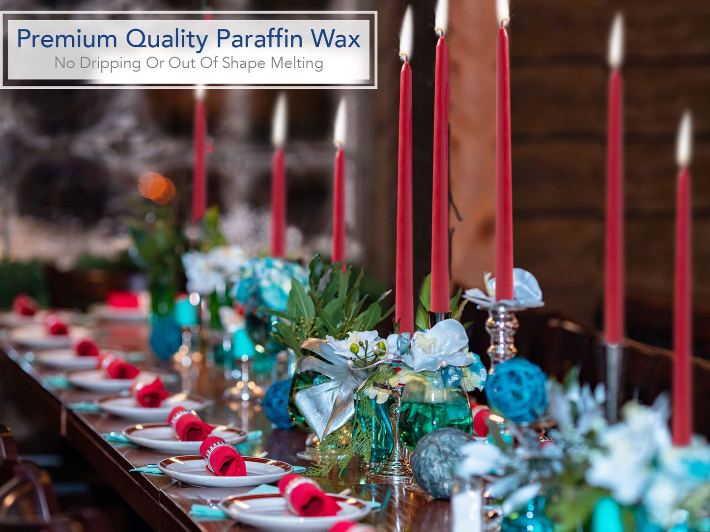 Royal Imports Unscented Taper Candles, Tall Elegant Premium, Dripless & Smokeless, Hand-Dipped for Wedding, Christmas, Holiday, Home Decor - 9 Hour Burn Time - Set of 12 (12 Inch, Red)