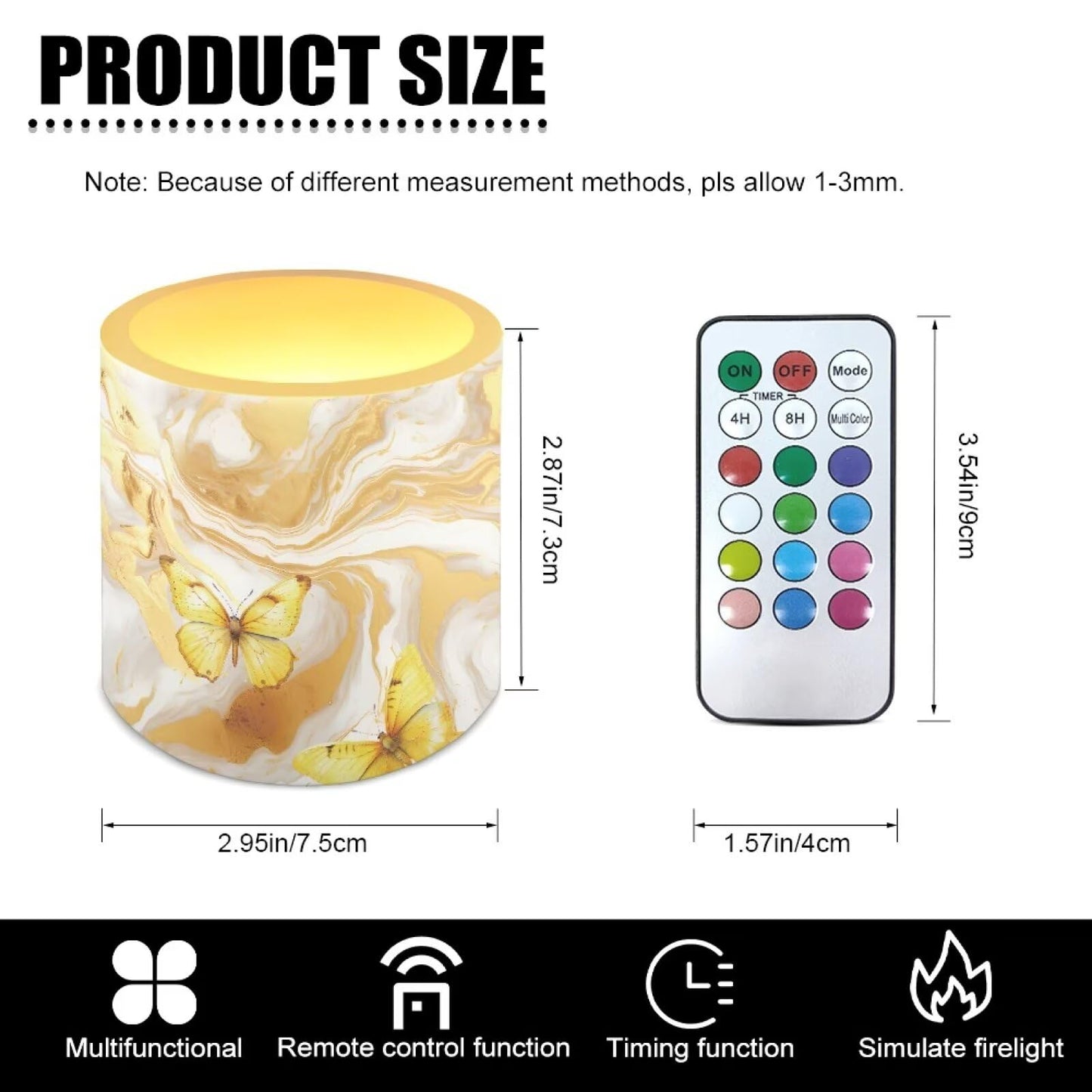 Cozeyat Gold Swirl Marble LED Candles Set of 4 Battery Powered Flameless with Remote Timer Flickering Flame Waterproof for Home Patio Beach Table