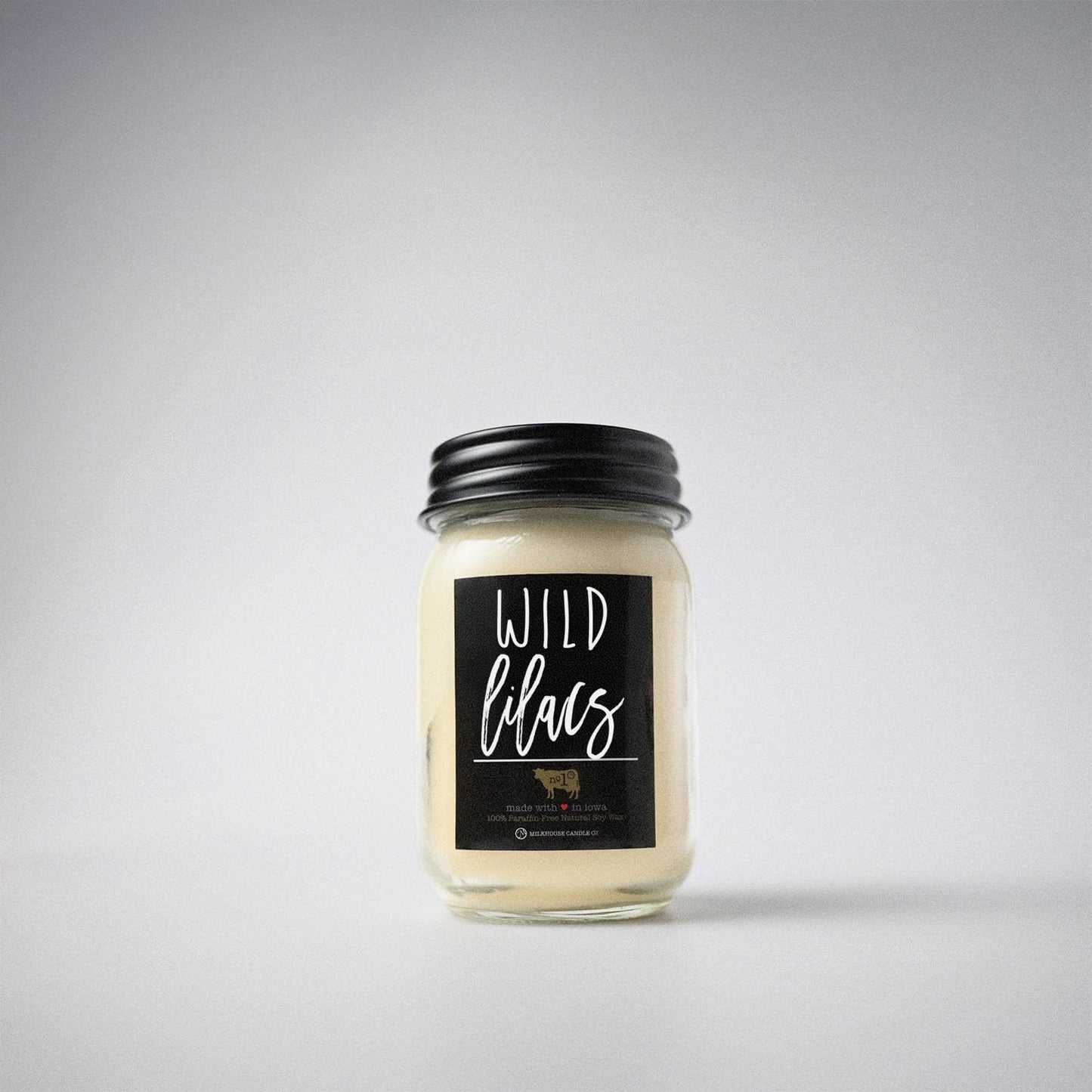 Milkhouse Candle Company Wild Lilacs Soy Candles - Lilacs | Jasmine & Lily | Verdant Greens Scented - 13 oz Mason Jar with Lid, 70+ Hour Burn Time, Made in the USA
