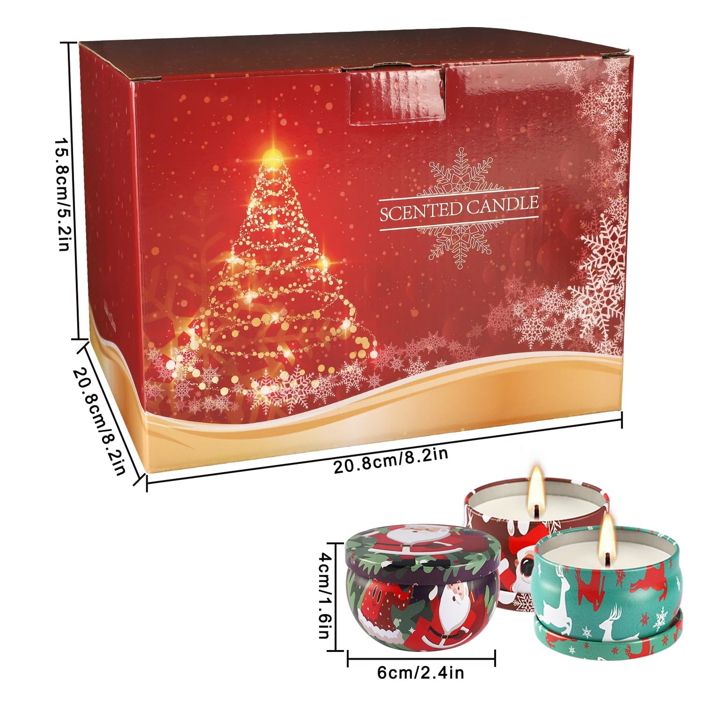 36Pack Christmasc Sets,Long Burning,2.5oz Natural Soy Wax with Essential Oils Decorative Aromatherapy Candles for Christmas,Thanksgiving Gift, Home Scented
