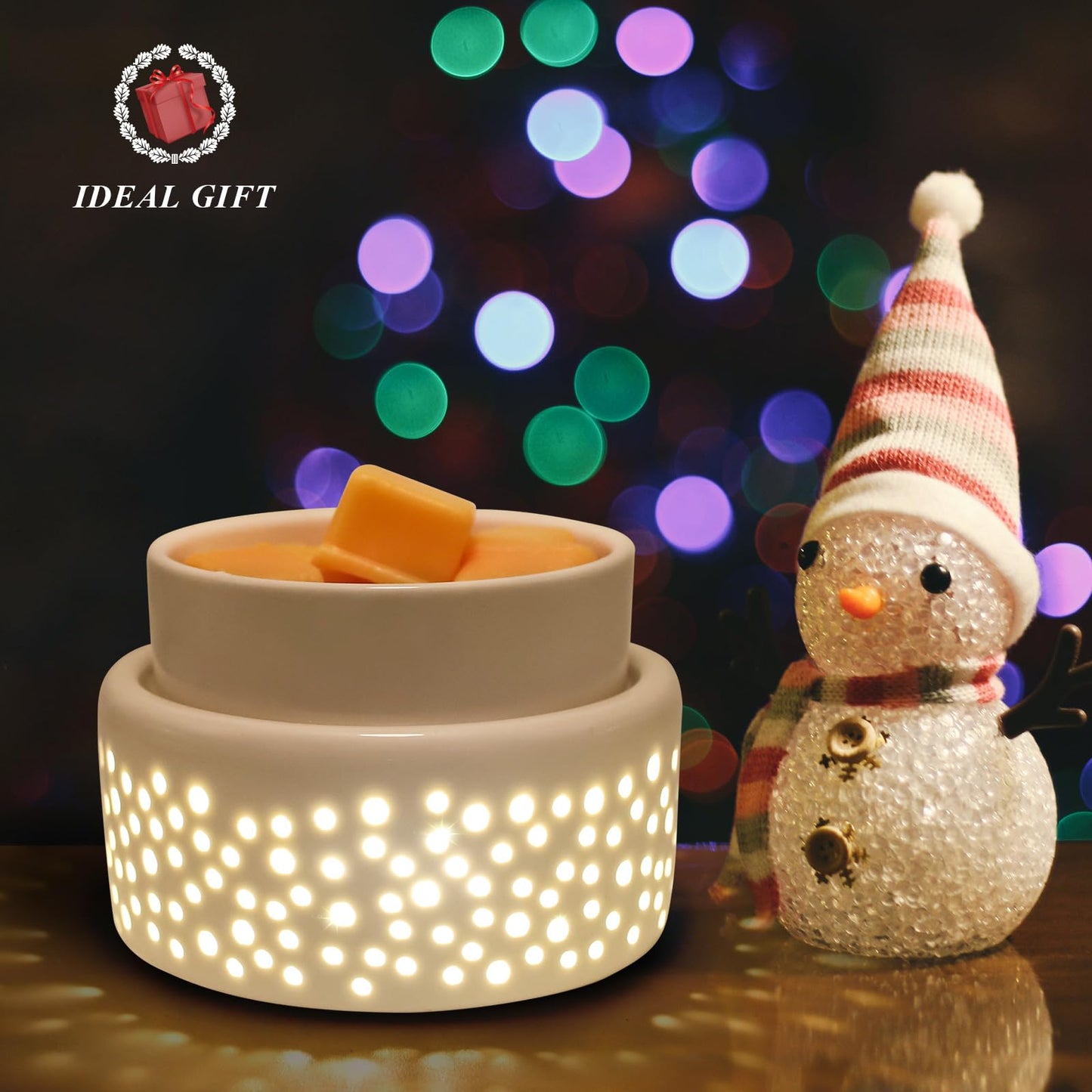 VICTORIA AROMA Ceramic Wax Melt Warmer - LED Night Light Candle Wax Warmer for Scented Wax, Electric Fragrance Wax Melter for Home, Office, Bedroom Decor, and Gifts