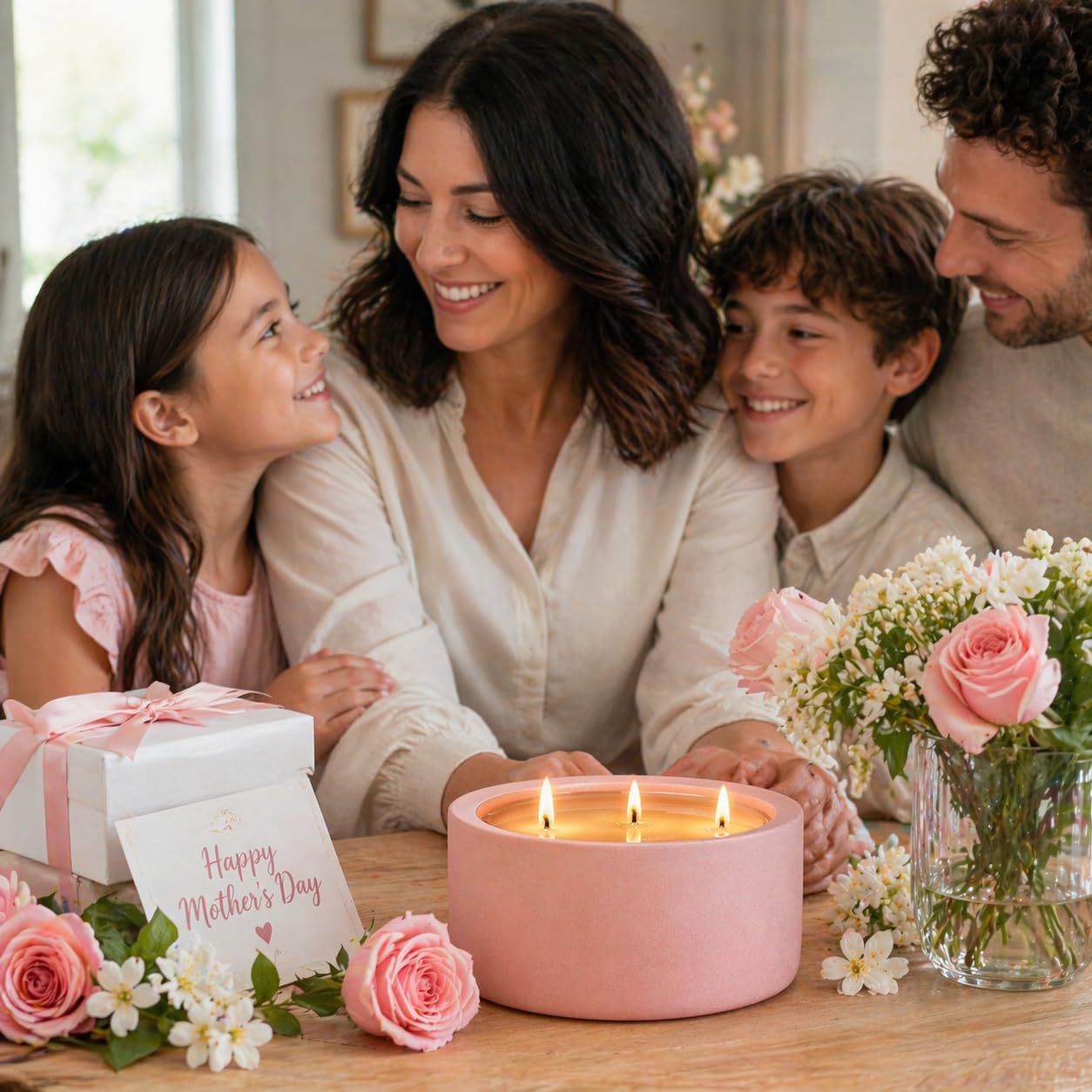 20oz Large Scented Candle - Blush Bloom, 3 Wick Soy Candle, Pink Decorative Ceramic Jar Candle, Non Toxic Home Fragrance Candle for Women, Bedroom, Bathroom, Living Room