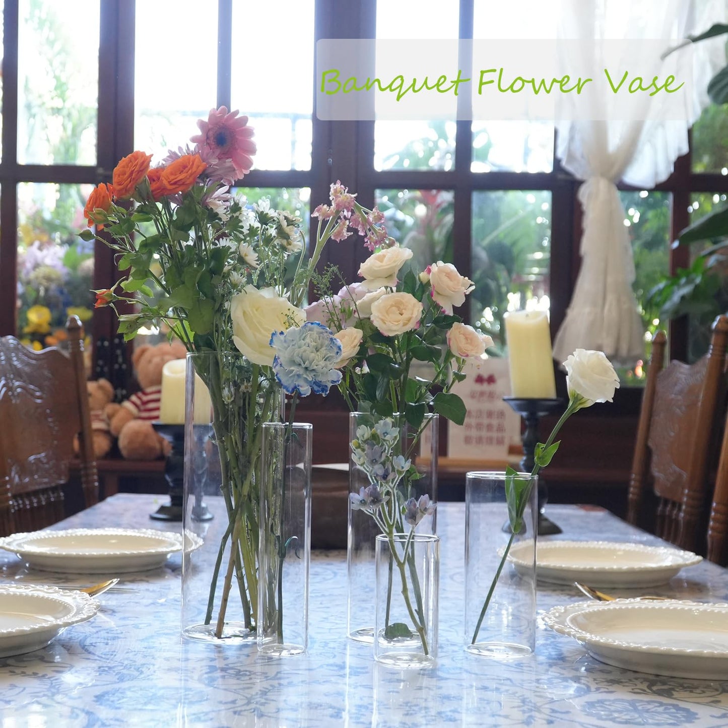 Zomiol 40pcs Glass Vase for Centerpieces, 4,6,7.5,8,10 inch Tall Clear Cylinder Flower Vase Bulk Floating Candle Holder for Wedding Table Home Décor and Party