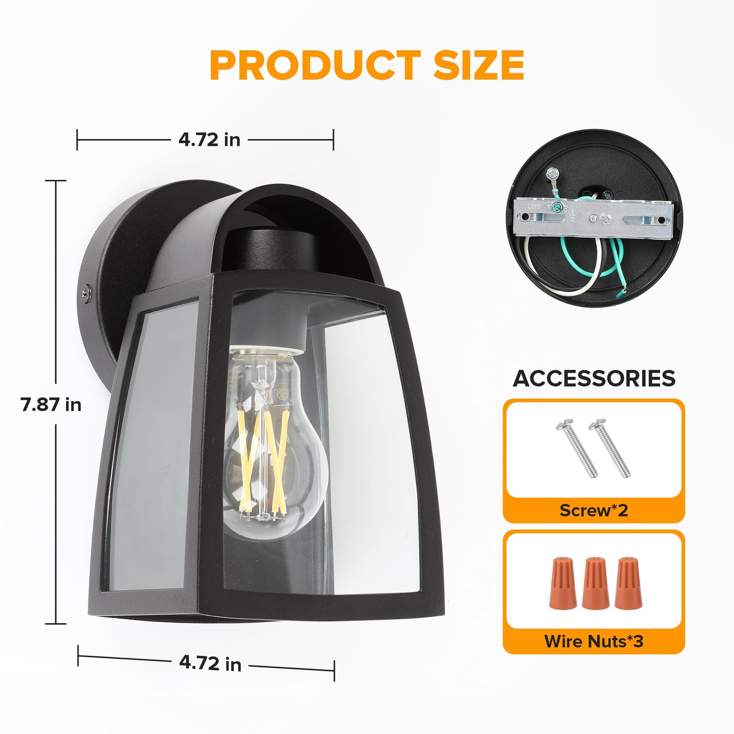 LUTEC Outdoor Wall Light Fixtures, Waterproof Aluminum Sconce, Modern Matte Black, Clear Glass Shade, 2 Pack