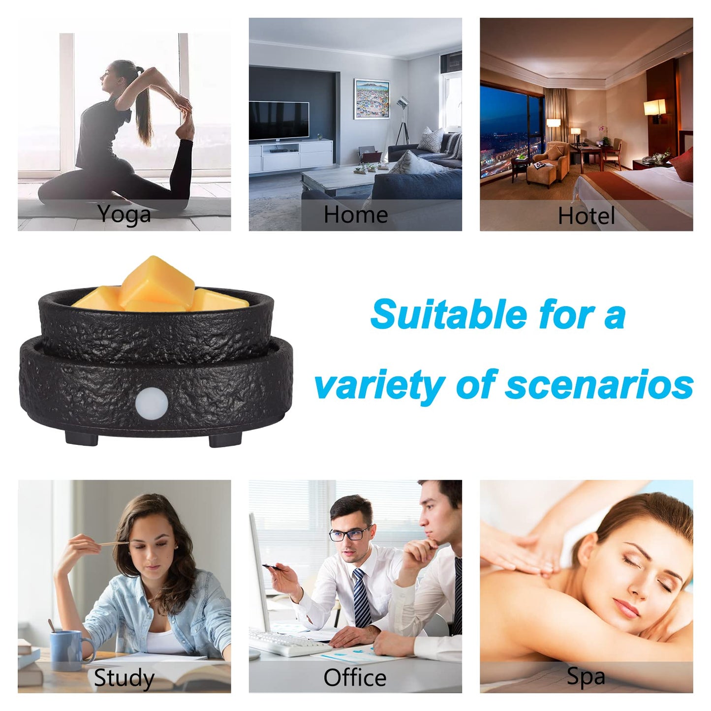 nawaza Ceramic Wax Melt Warmer Fragrance, 3 in1 Electric Candle Wax Warmer, Scented Wax Melt Wax Cubes Melter Fragrance Warmer for Home,Office, Birthday Gifts for Women Mom(Black)