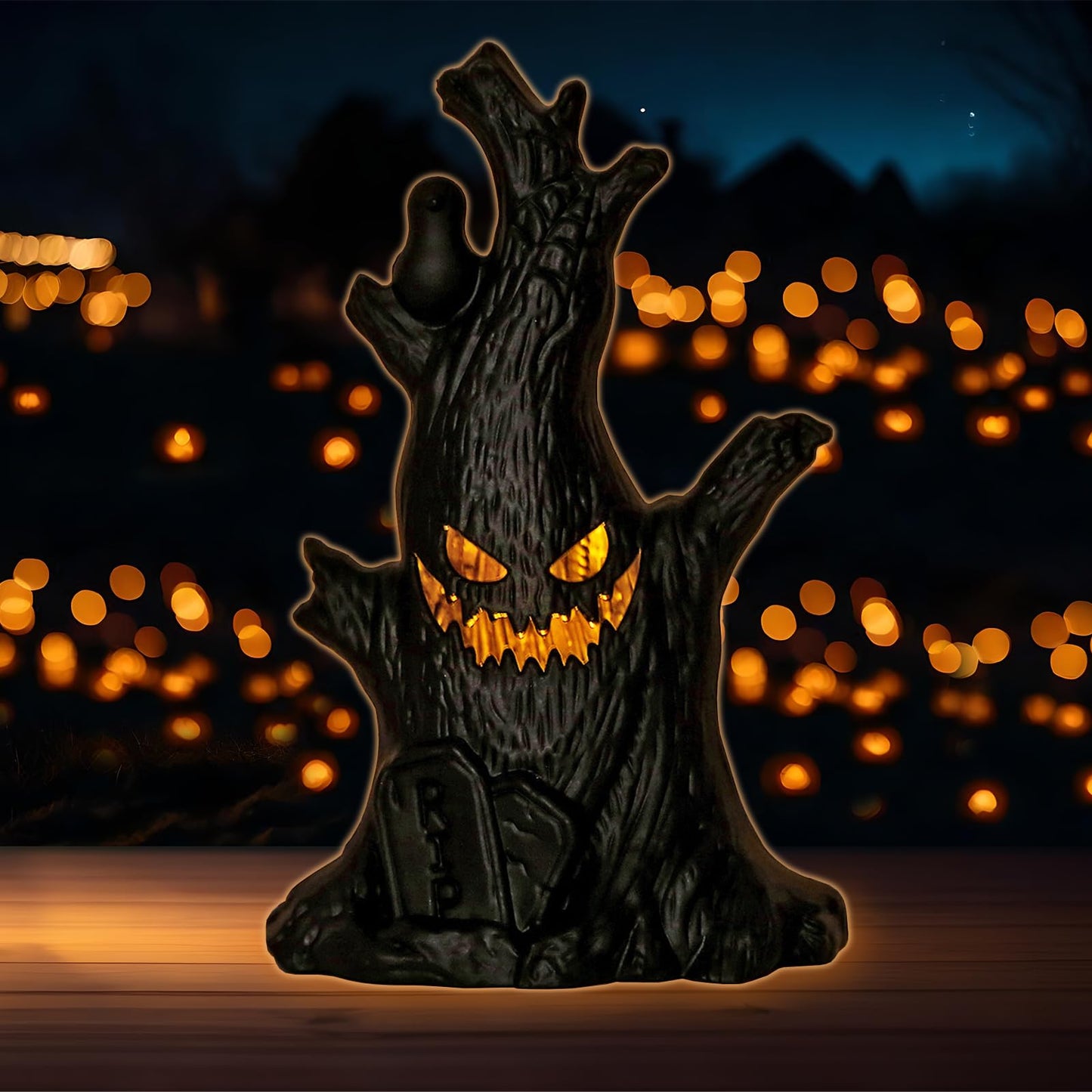 Halloween Lanterns Decoration 6.3" Height Retro Hanging Lamp Halloween Dead Tree Flameless Candle Holder Day of The Dead Lantern Gift for Home Tabletop Trick or Treat Party Supplies