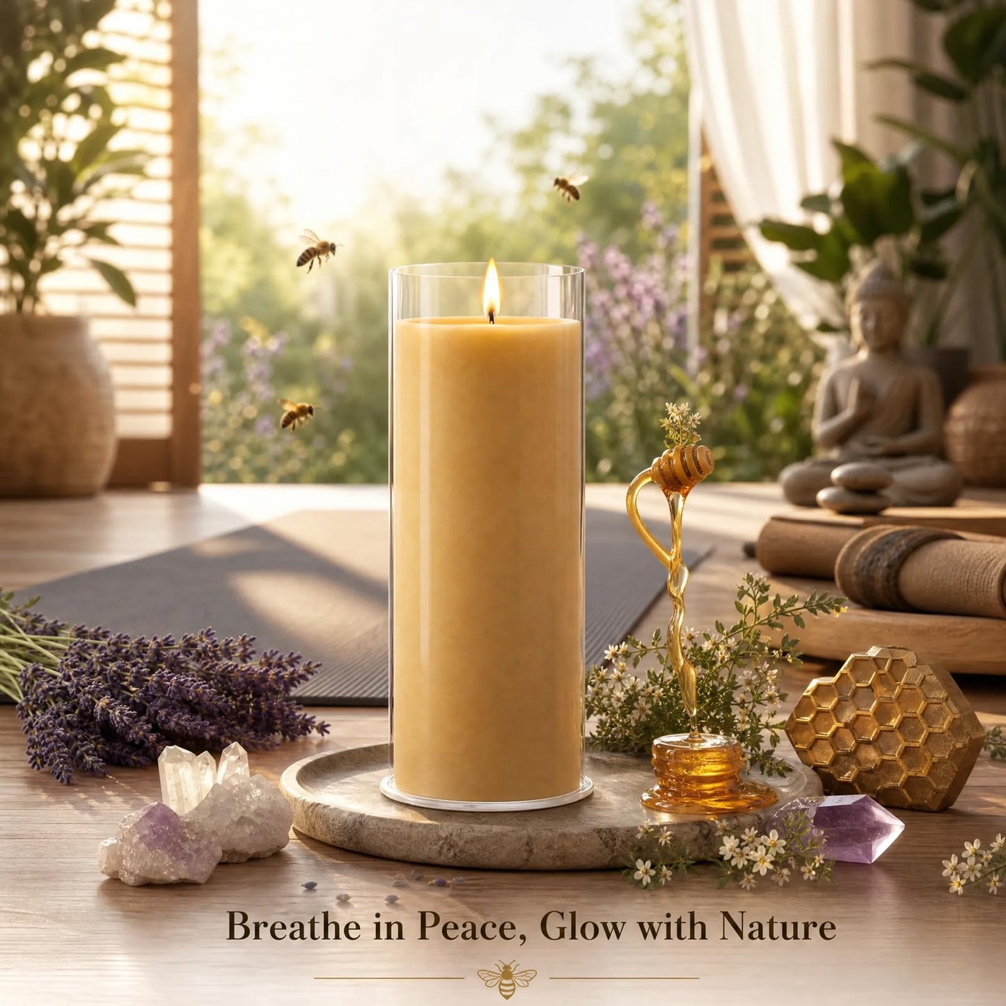 chaoxinge Pure Beeswax Prayer Candles 7 Day Devotional Candles in Glass-1Pack with 120 Hours Long Burn Time, Honey Fragrance Religious Candles Catholic for Memorials, Vigil, Church