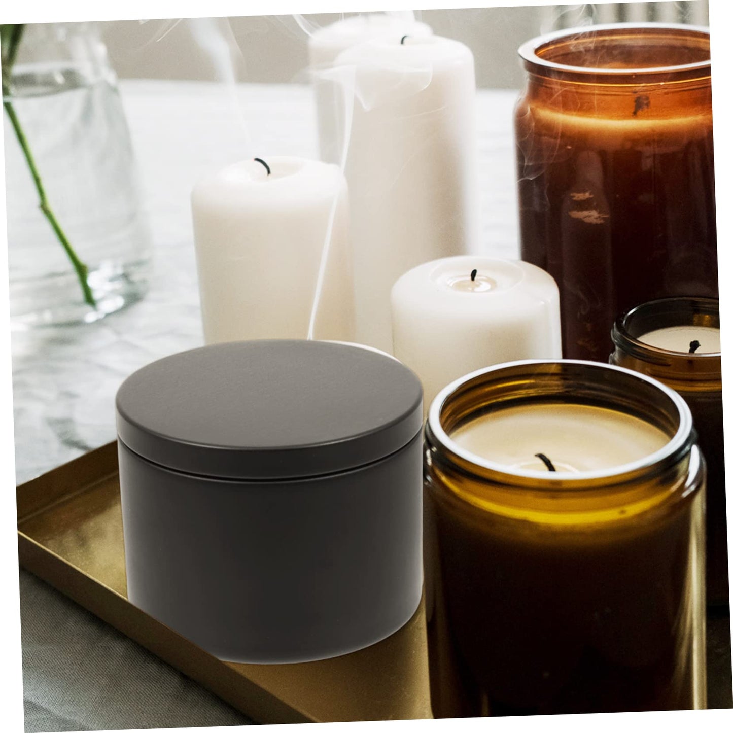 KONTONTY 3pcs Iron Candle Jars Empty Candle Containers Simple Round Design for Home Decoration and Parties for Weddings and Events
