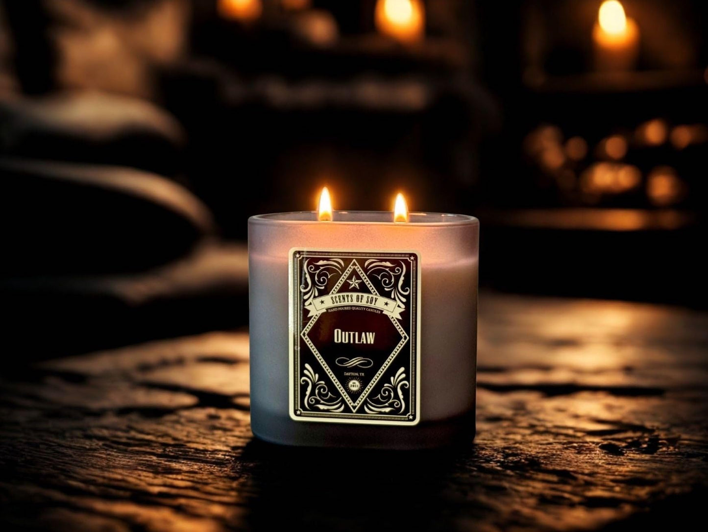 Outlaw Black Oval Glass Soy Candle