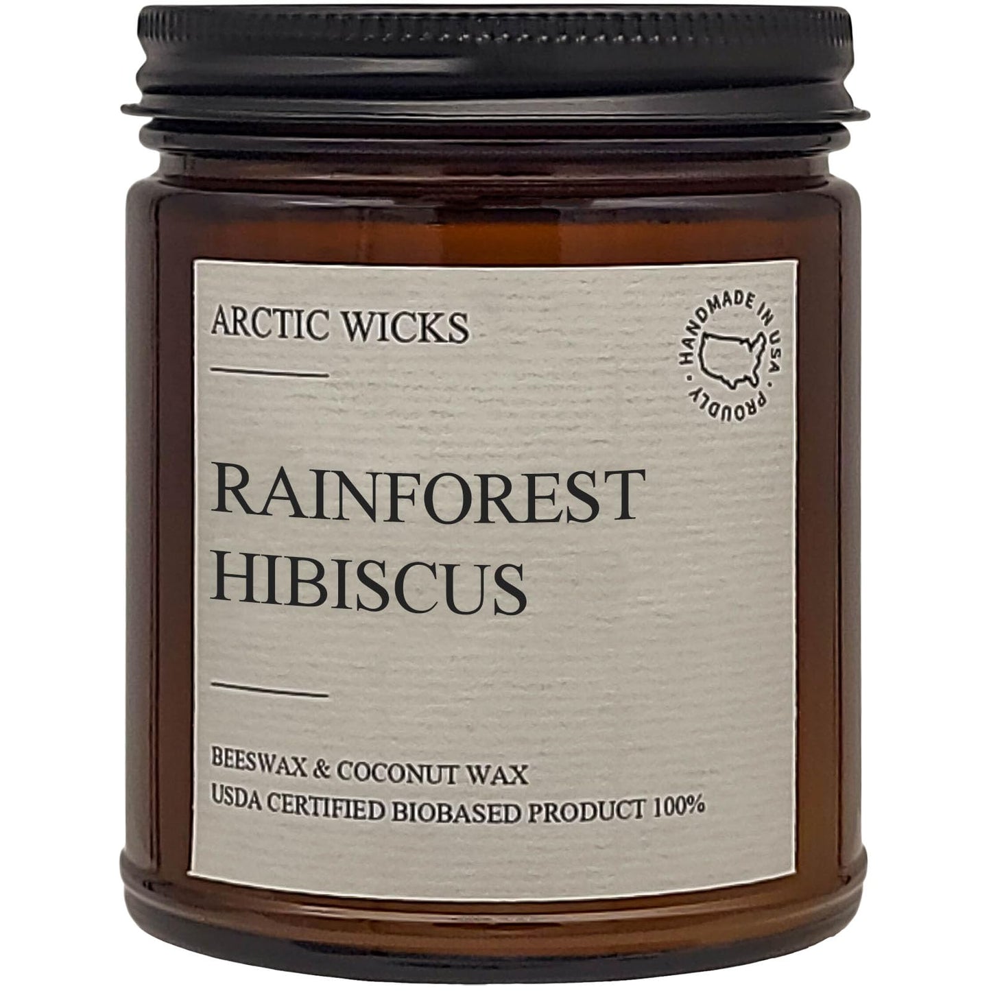Arctic Wicks Scented Coconut Beeswax Candles | Coconut Beeswax Non Toxic Candle 9oz Amber | Farmhouse Candles Non-Toxic Clean Burn 100% USDA Certified Biobased (Rainforest Hibiscus)