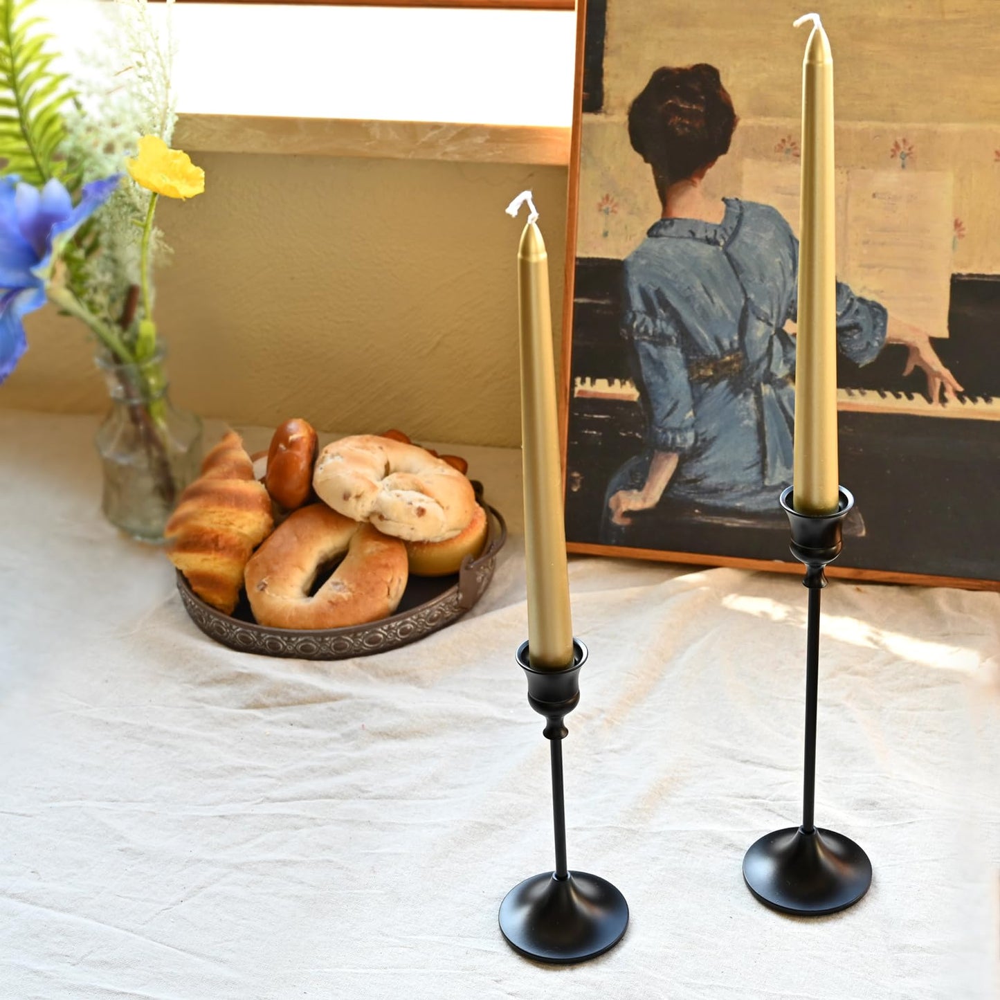 Showin Candlestick Holders Black, 3 Packs Taper Candle Holder for Candlesticks, Candle Sticks Holder Decor for Home Decor