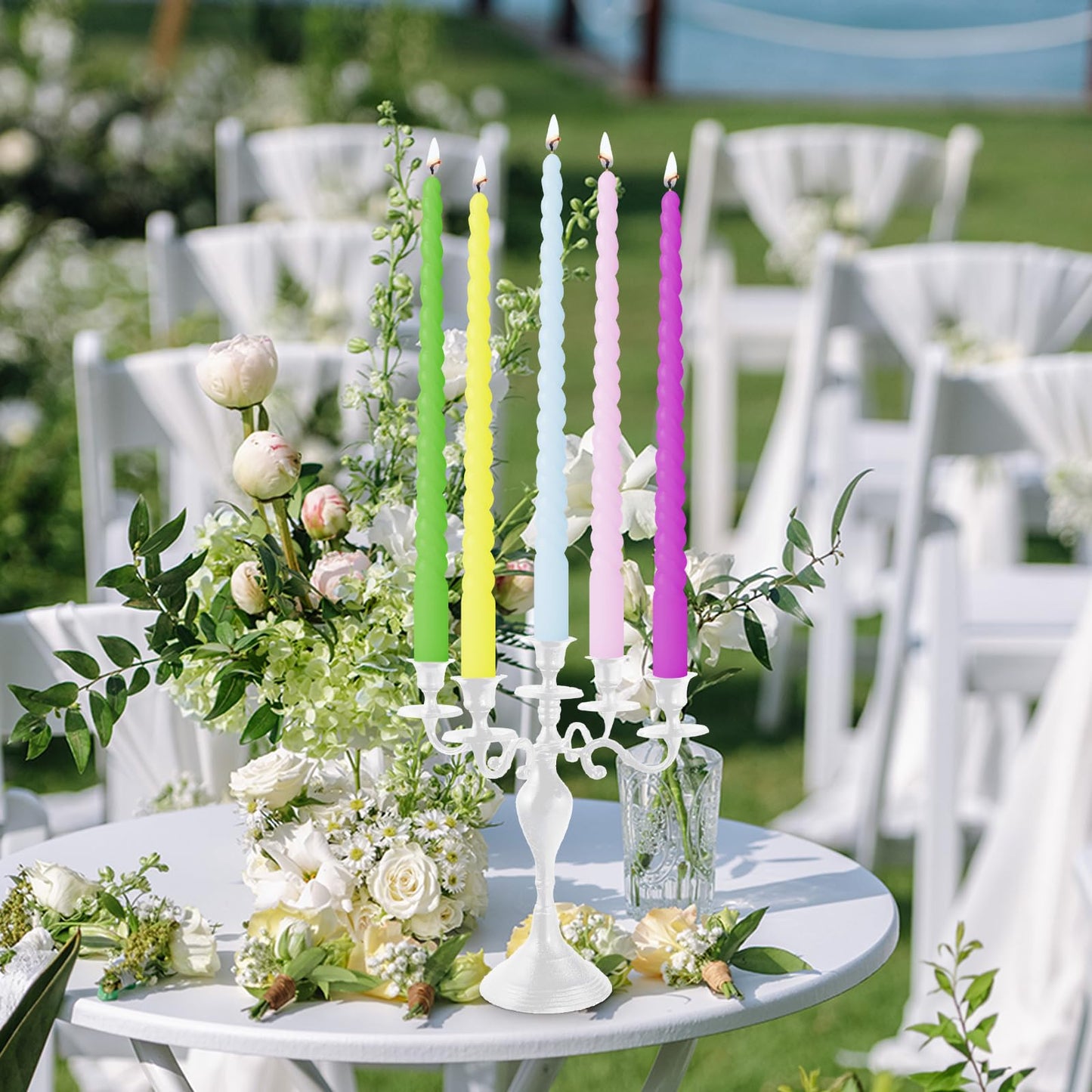 6pcs Colorful Spiral Candles, 12 Inch 6 Colors Dripless Twisted Candlesticks, Long Unscented Candle Sticks, 8-10 Buring Time for Wedding Displays Home Dining Table Supplies
