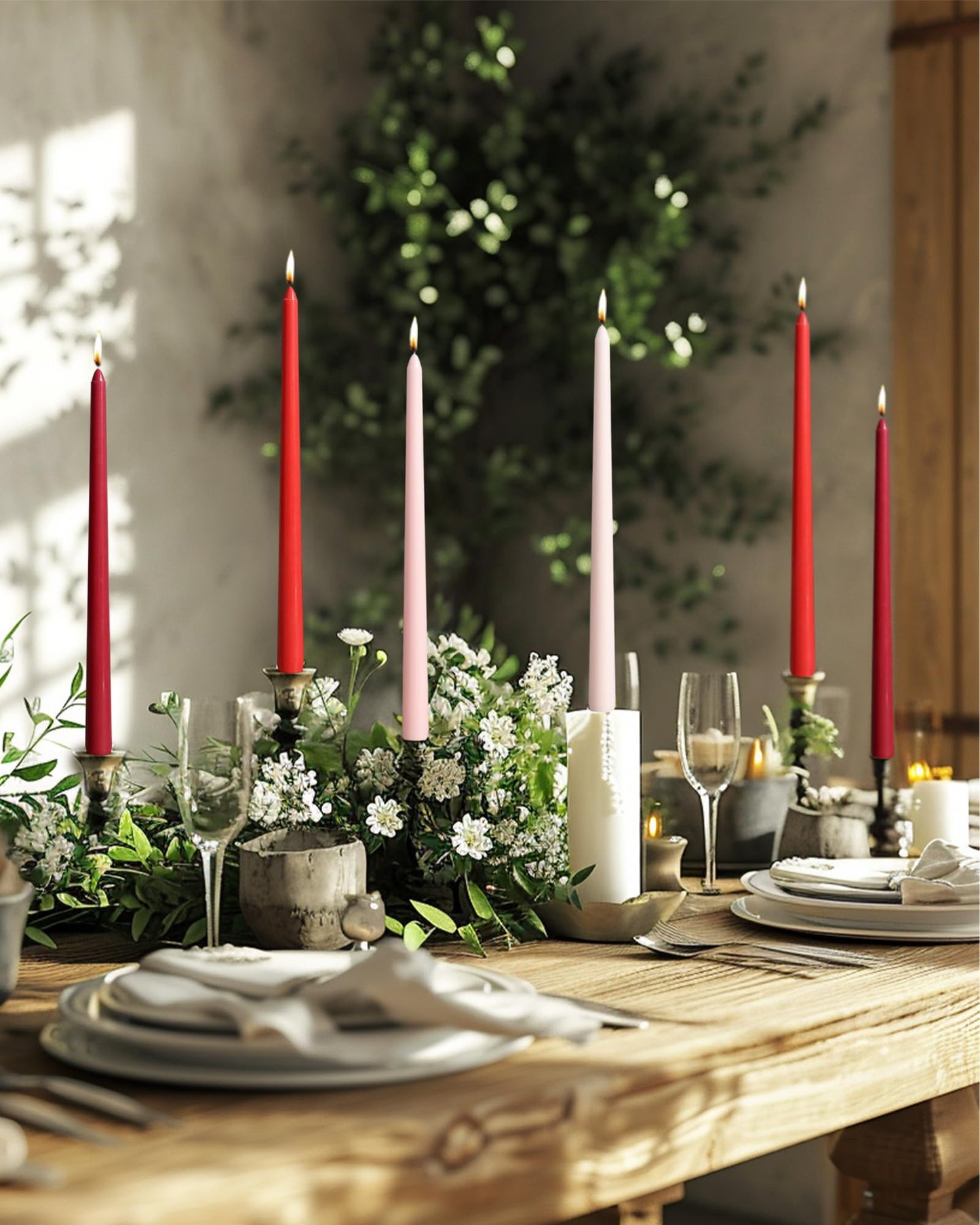 LPUSA 12 inch Orange Gradient Taper Candles Unscented Smokeless Long Tall Tapered Candle for Candlesticks Sticks Wedding Advent Home Decor Dinner Christmas,Set of 12