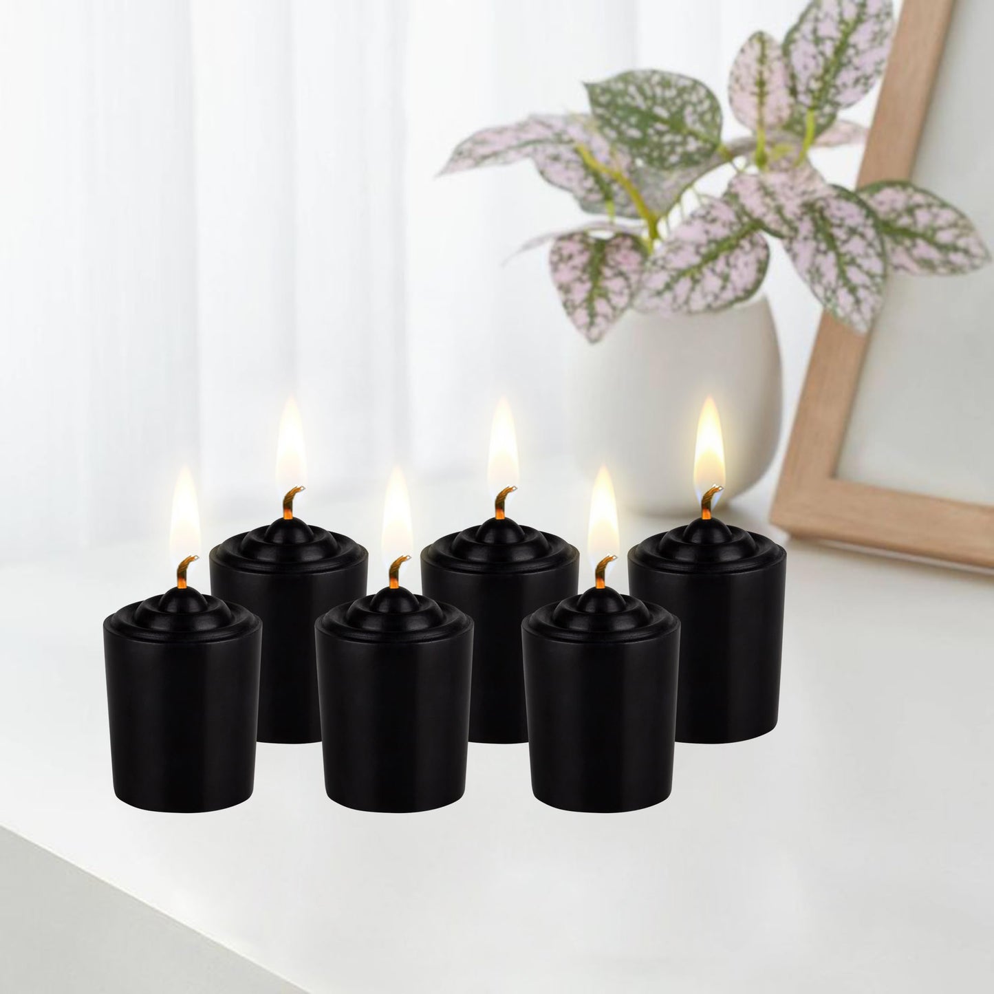 Black Unscented 15 Hours Votive Candles Pack of 12