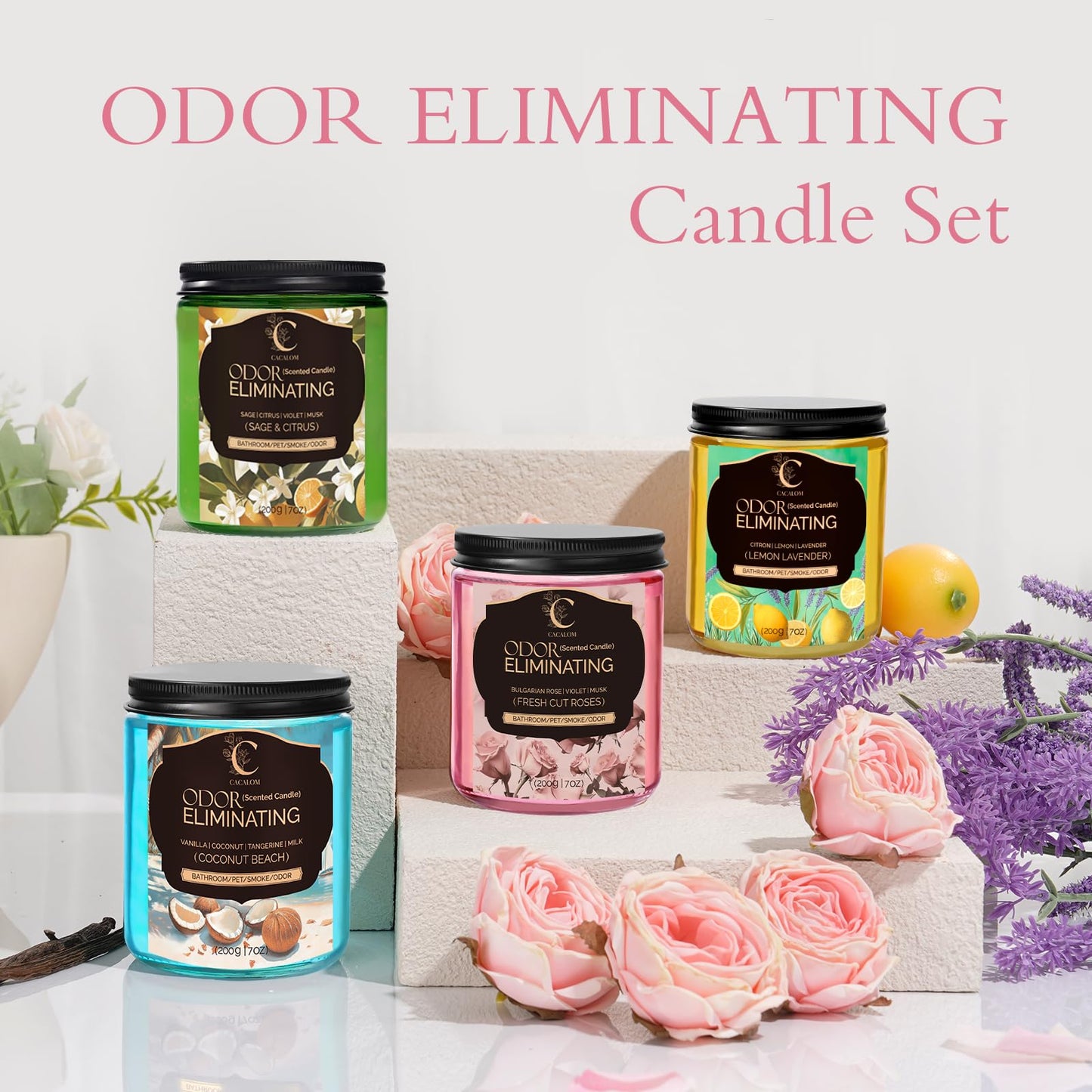 Coconut Odor Eliminating Candles, Pet Scented Candles for Home, Single Wick Soy Candle Gifts for Women, Men, Ideal for Creating Relaxing Atmosphere, Over 50 Hours of Burn Time