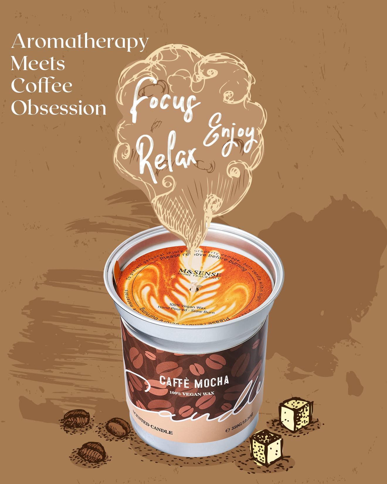 M&SENSE Espresso Candles Black Coffee Scented, 16.2oz