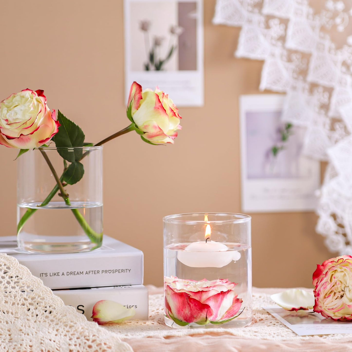 12pcs Floating Candle Vases and 24pcs Tealight Candle Holder, Glass Centerpieces for Tables, Hurricane Candle Holders for Table, Home Décor