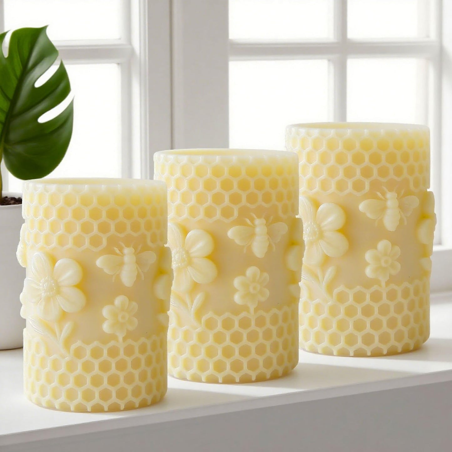 Honeycomb Cylinder Flower Succulent Peony Cylinder Candle & Resin Mold - Resin Casting Silicone Molds for Home Decor & Candle Making Wave Spiral Mold