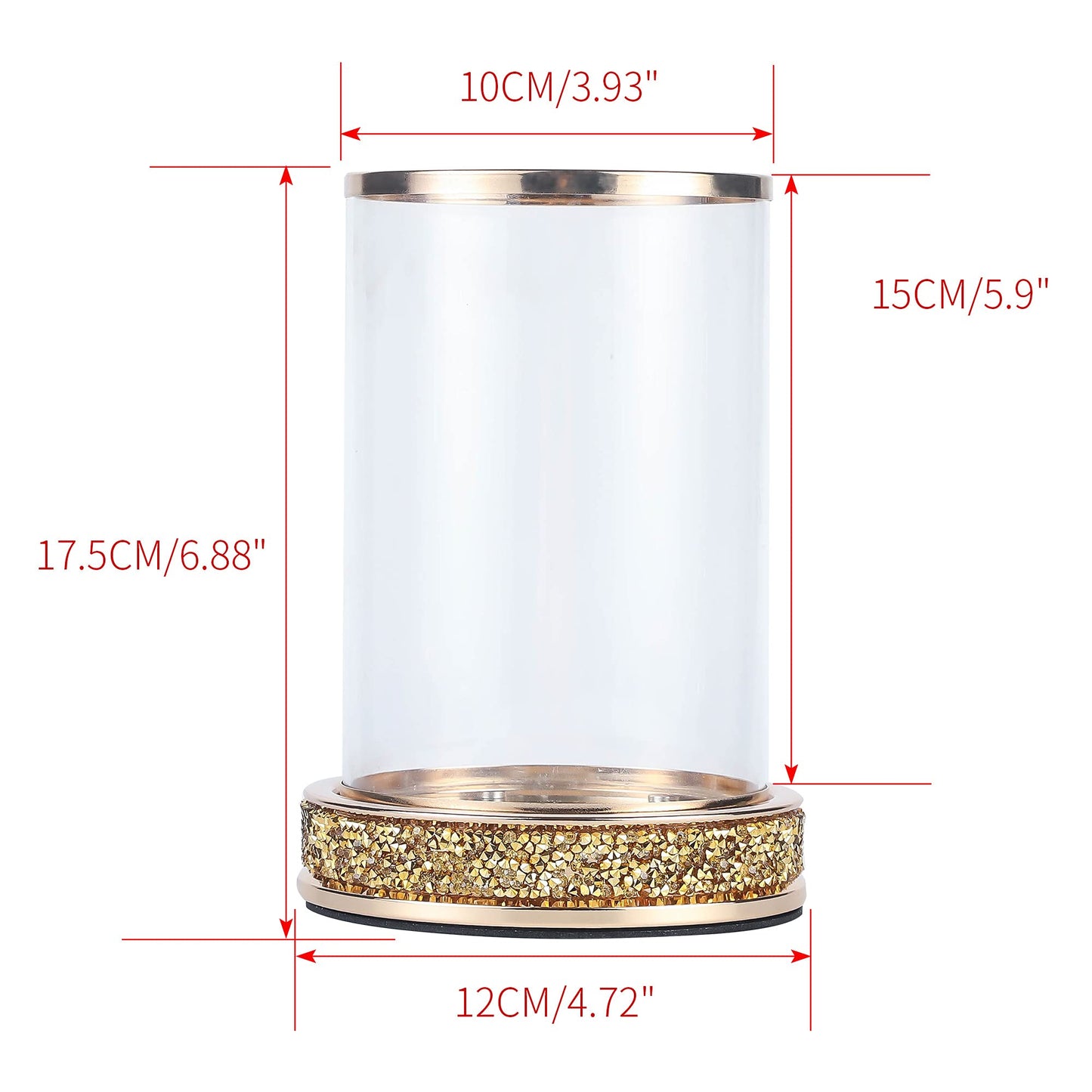 Pillar Candle Holders Set of 2,Hurricane Candle Holders,Candlesticks Holder With Glass Hurricane Lid,Metal Candle Holder For Coffee Dining Table, Wedding, Christmas, Home Decoration,Gold Candle Holder