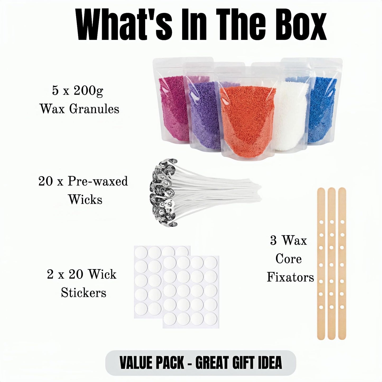 2.2LB Coconut Wax Beads for Candle Making - 35oz Organic Natural Clean Burning Wax - All-in-One Kit with 5 Colors, 20 Wicks & 3 Holders - Eco-Friendly Non-Toxic Wax for DIY Hobbyists
