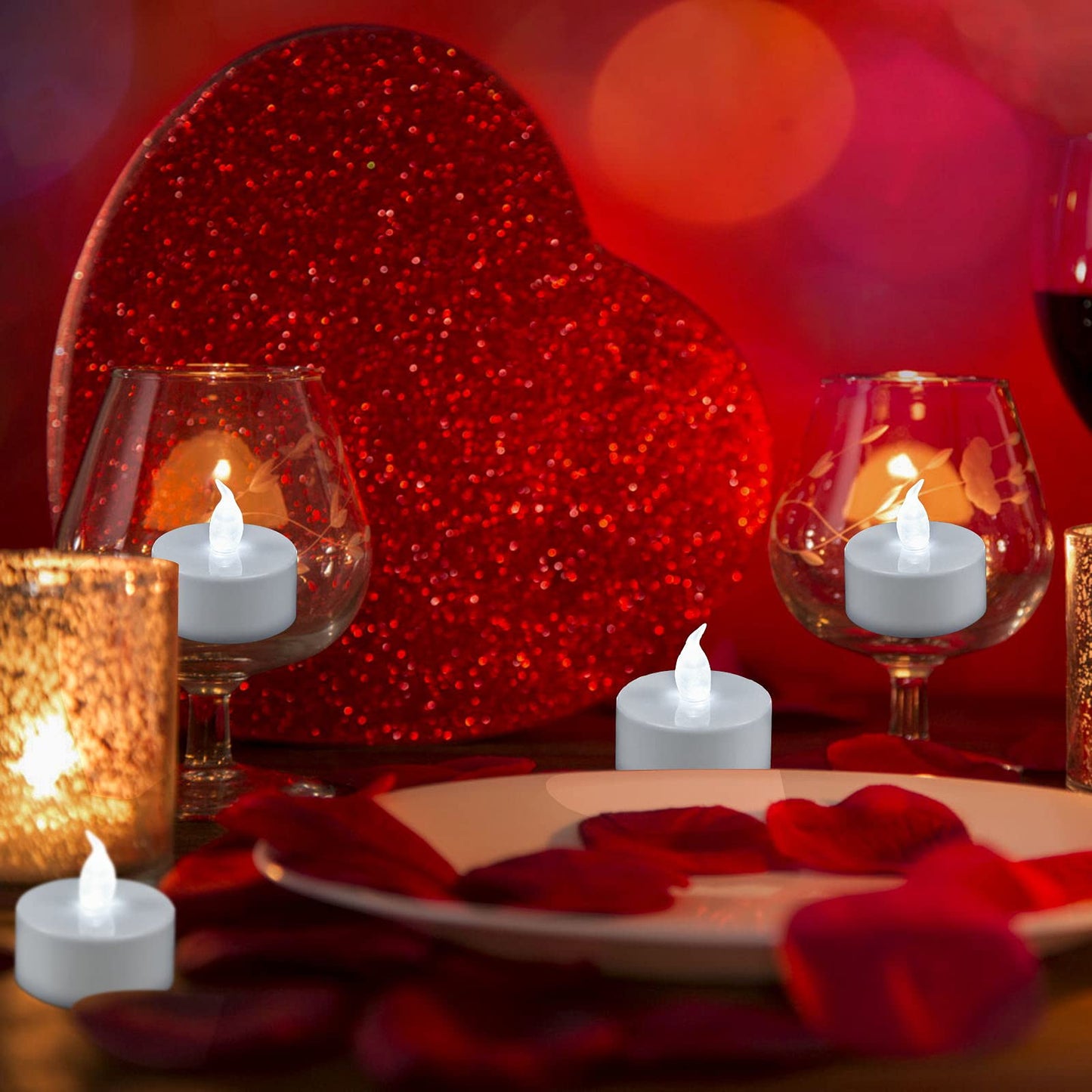 YIWER 50pcs Flameless Tea Lights Candles Realistic LED Flickering Operated Pumkin LED TeaLights Candles Long Lasting Electric Fake Candles Decoration for Party and Gifts Ideas