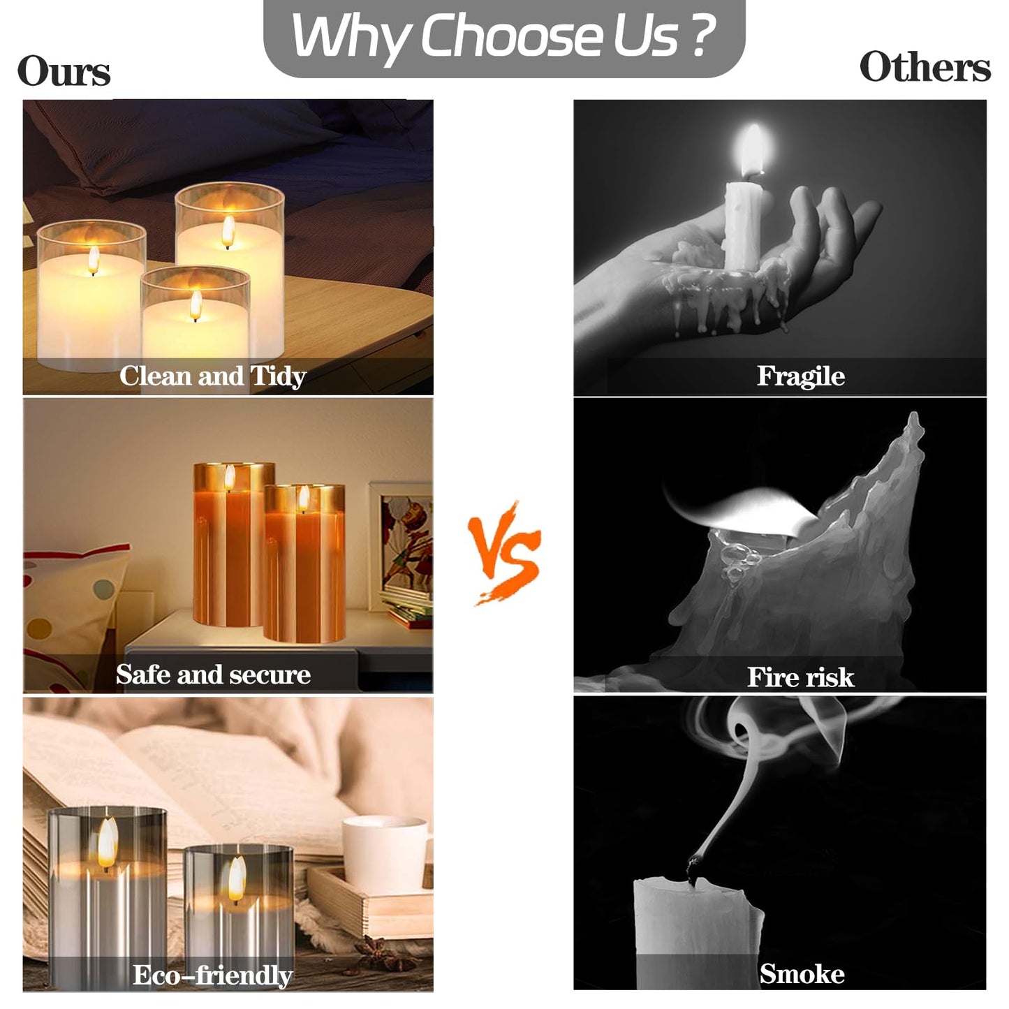 Sudifor Grey Flameless Candles,5 Pack Fake Battery Candles Flickering,Led Candle Lights-Battery Operated Candle with Remote&Timer for Birthday, Party,Home, Bars and Hotel Decoration