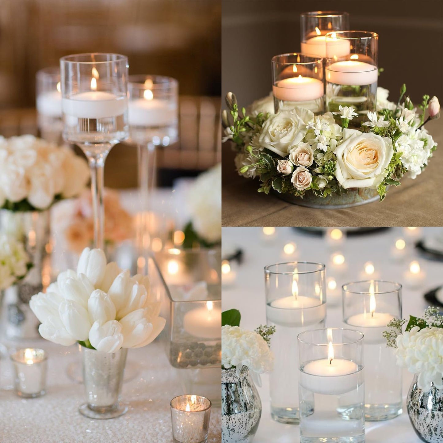 20 Pcs Floating Candles Centerpieces, 1.5 Inch Unscented Floating Candles, Warm Tealights Candles for Wedding, Night, Christmas, Valentine's Day,Home Decor and Party Decoration (Red+White (20pcs))