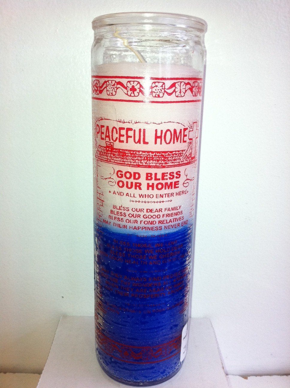 Peace in The Home (Paz En El Hogar) 7 Day Unscented 2 Color Candle in Glass