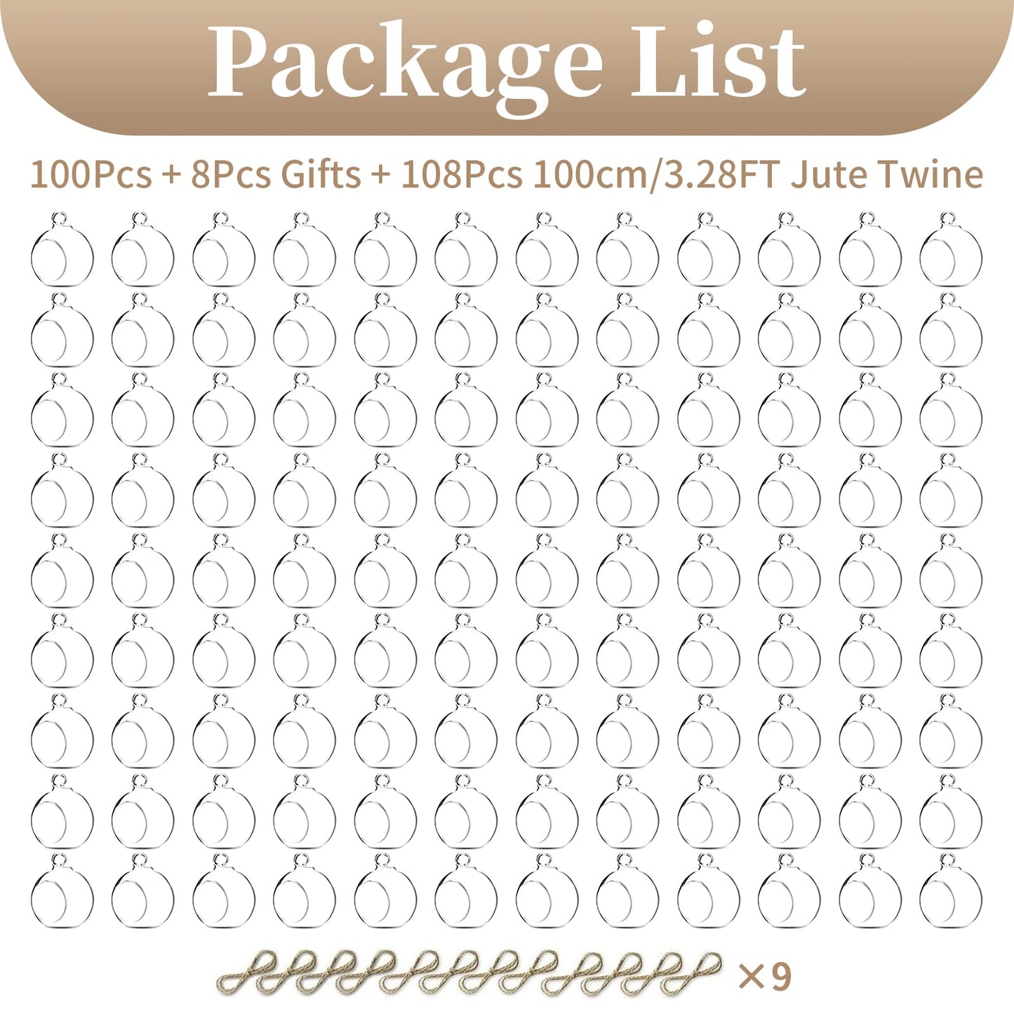 Sziqiqi Hanging Glass Globes Orbs Tea Light Candle Holders fillable with Trinkets for Wedding Ornaments, Wedding Birthday Christmas Party Centerpiece Accessory 2.36inch 100pcs +8 Extra