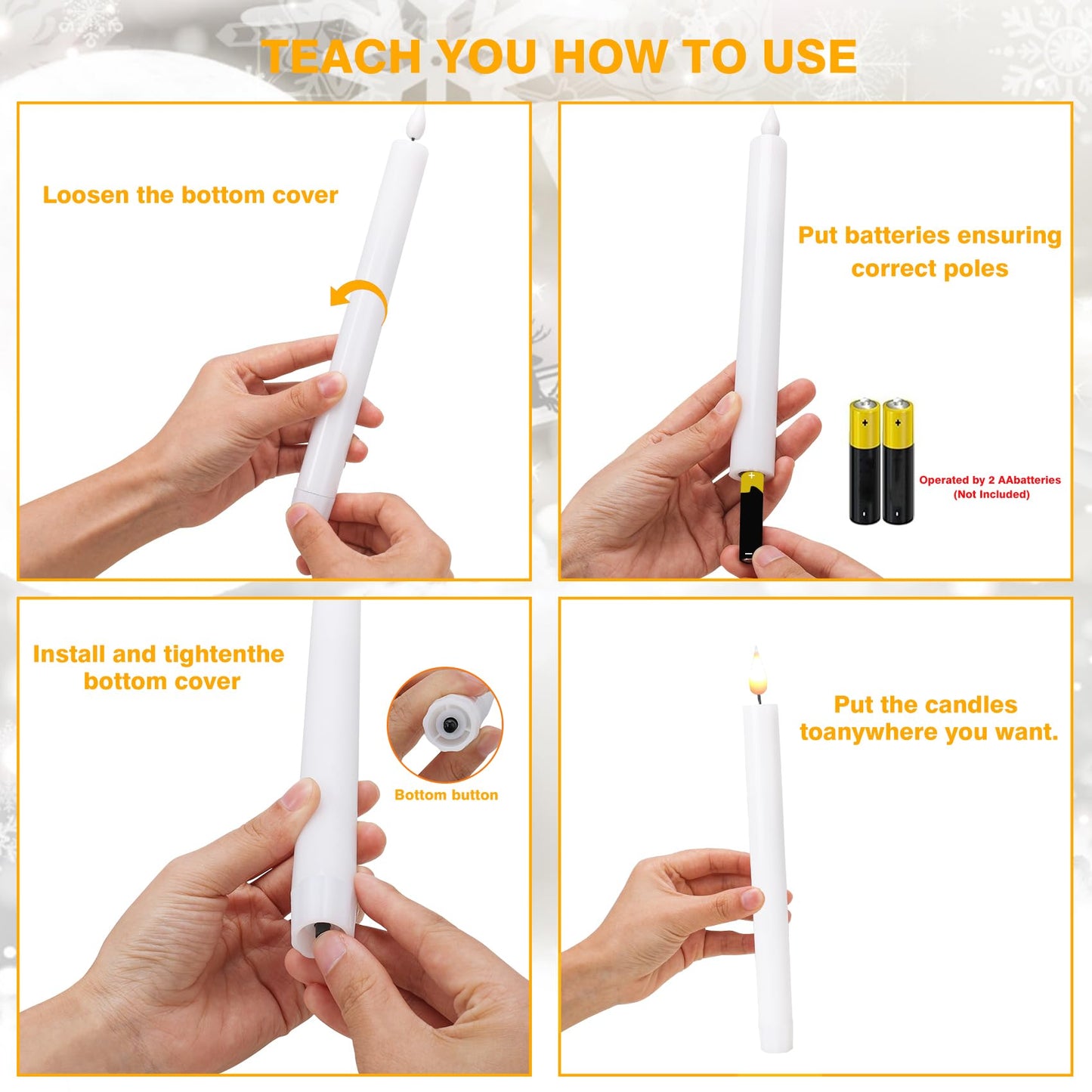 SunFunUSA LED Flameless Taper Candles with Remote Timer Battery Operated-9.6 Inches Flickering Window Candle Lights Realistic Warm Amber Light Best Gift for Xmas Wedding Home Dinner Decor Set of 10