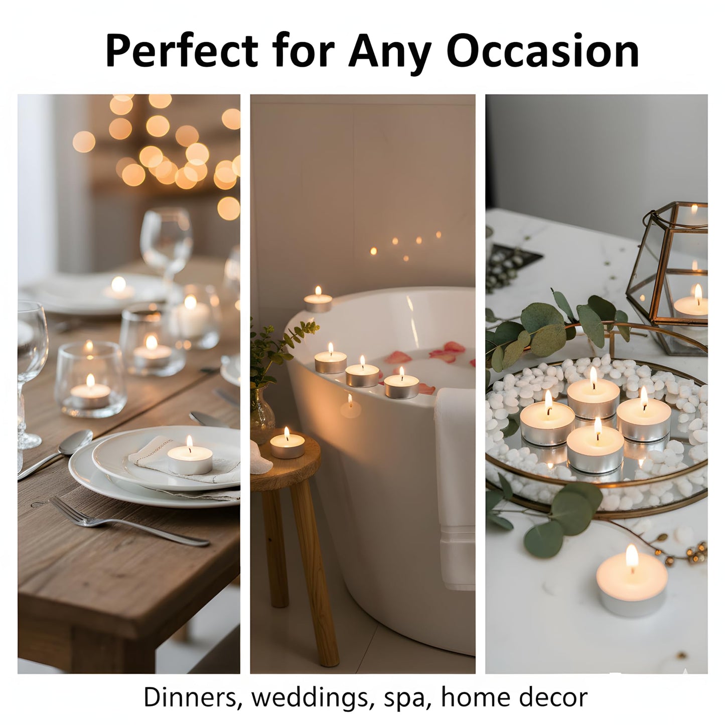 Tea Light Candles, 50‑Count – 4.5‑Hour Long‑Burning White Tealights for Warmers – Non‑Toxic, Smokeless & Soot‑Free Unscented Candles for Parties, Décor & Shabbat