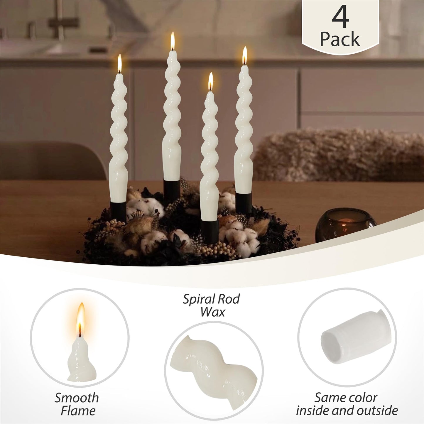 Gedengni Brown and White Taper Candle Brown Candlestick,8pcs Cute Candle Sticks Short Twisted Candlesticks Fancy Tapered Candles for Home Décor Weddings Holiday Women Gifts