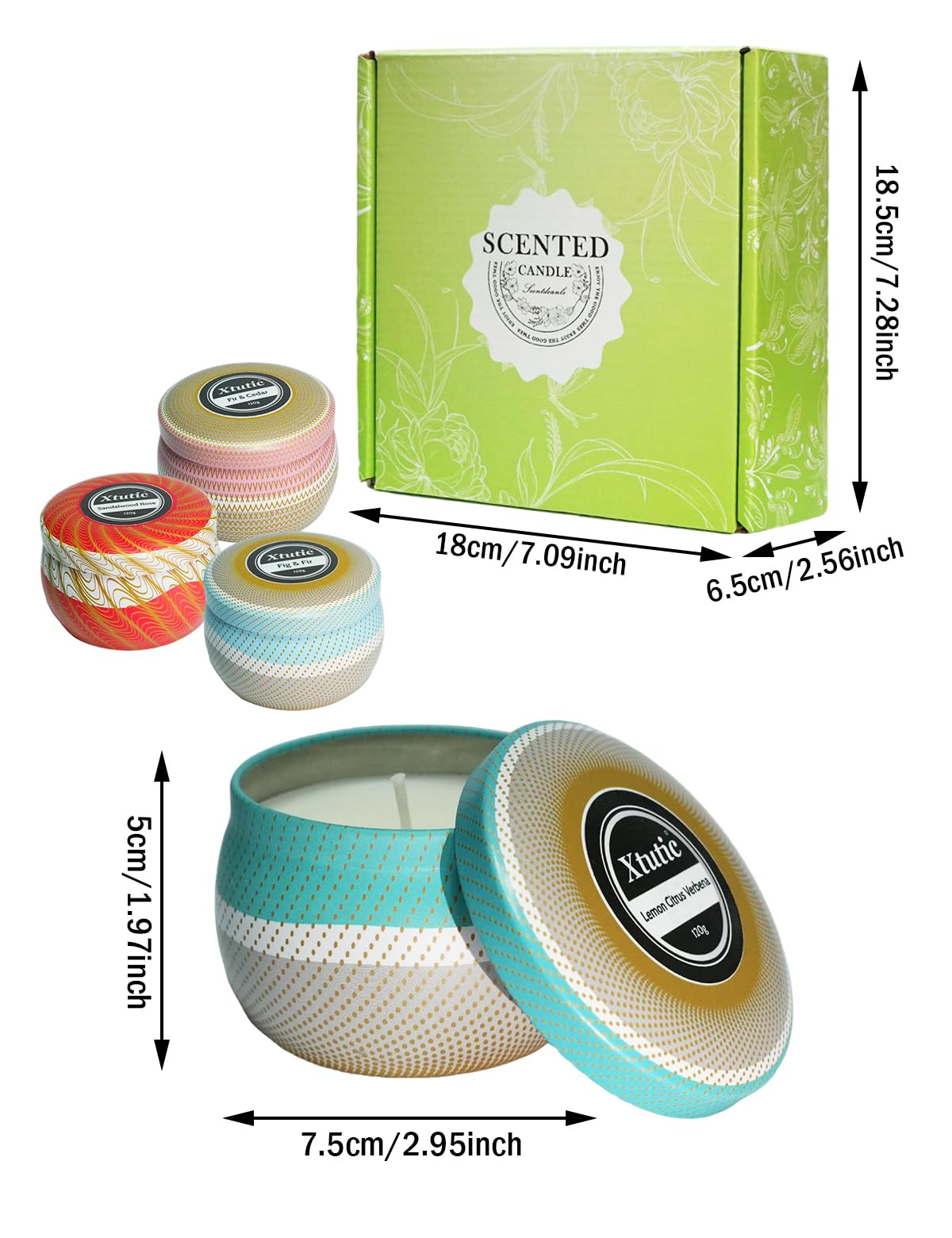 Xtutic Candle Set 4 Pack Candles- Scented Candles Gift Set for Home, Long-Lasting Ambiance for Living Room & Bedroom, Small Candles Aromatherapy Gifts for Women