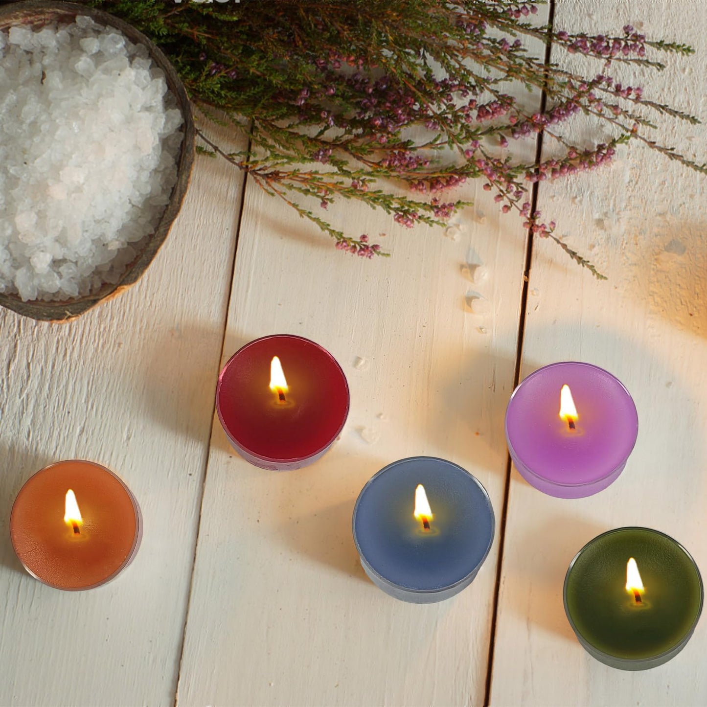 Scented Tea Light Candles 12 Pack Hand Poured 3 Color Smokeless 4 Hours Clean Burning Small Round Clear Cups Tealight Candles for Romantic Dinners Wedding Centerpieces Cozy Evenings