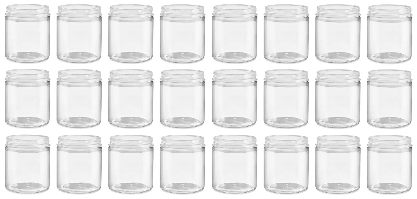 North Mountain Supply 4 Ounce Clear Glass Straight Sided Mason Canning Jars - With 58mm White Metal Lids - Case of 24