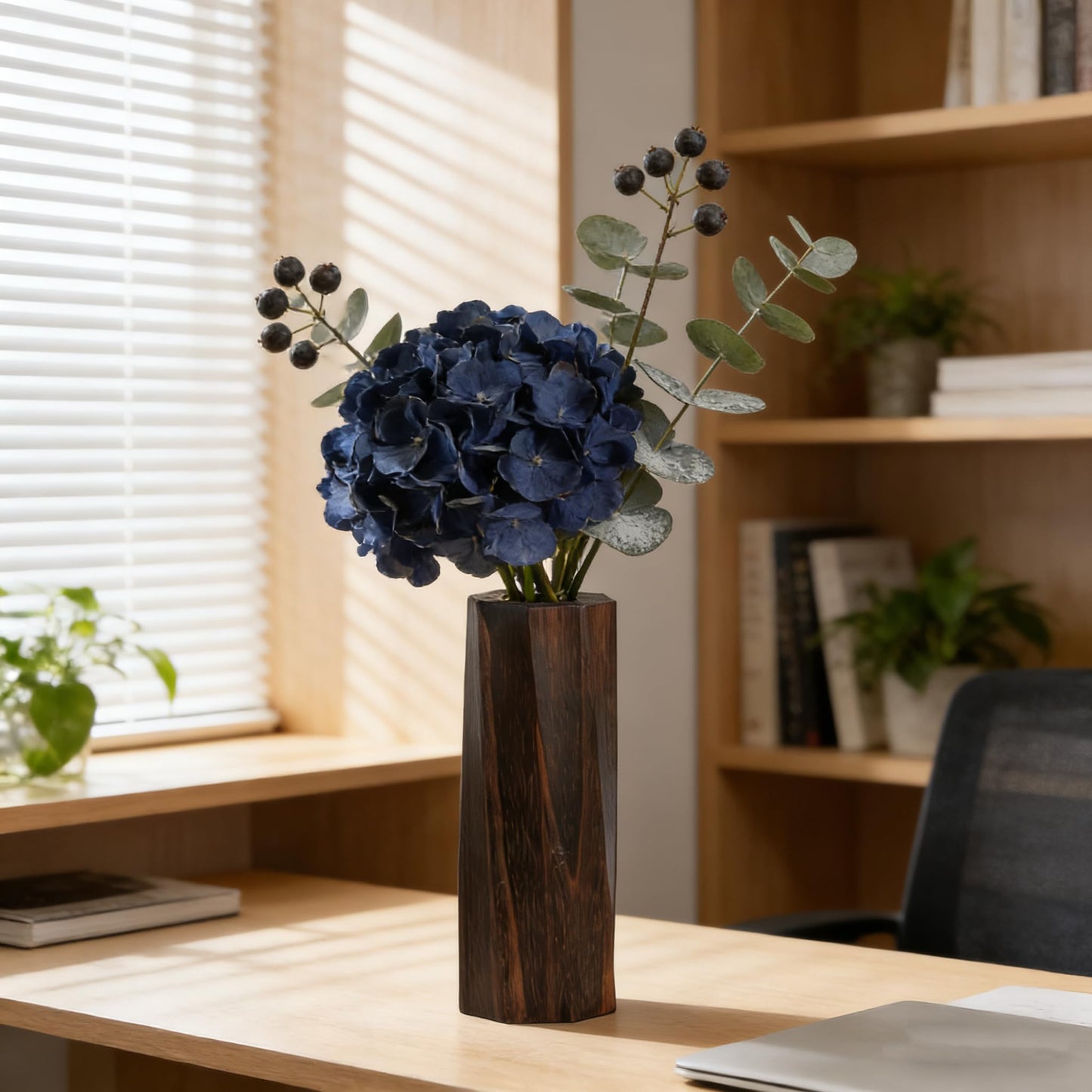 Handmade Eco-Friendly Wooden Vase Set - Natural Solid Paulownia Wood Vases for Home Decor, DIY Hand-Painted Design, Unbreakable Decorative Gift Set (7”, 10”, 12”)