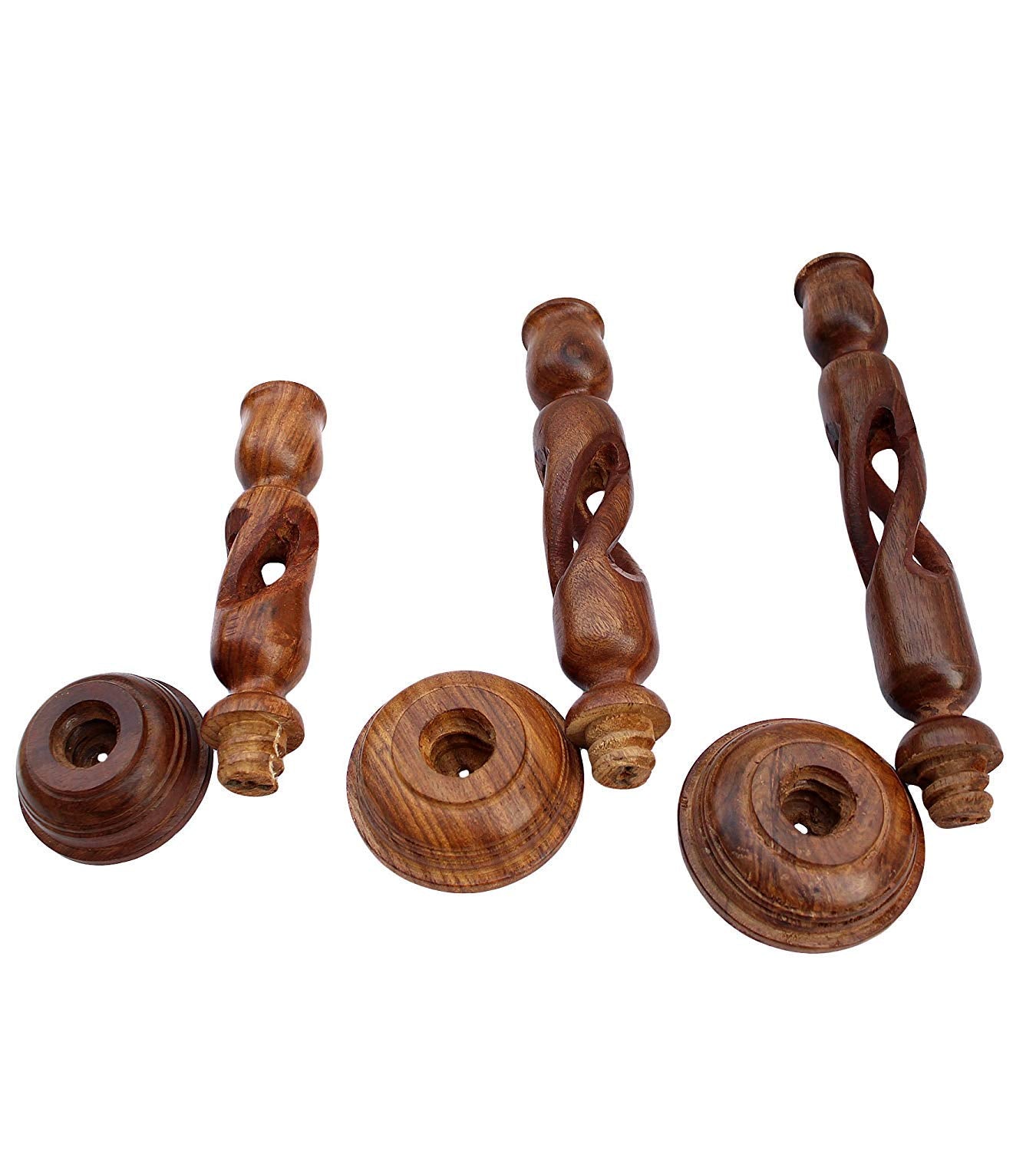 Serenz Handmade Wooden Candle Holder Stand for Home Décor Decorative Tealight Gifts Item, Set of 3