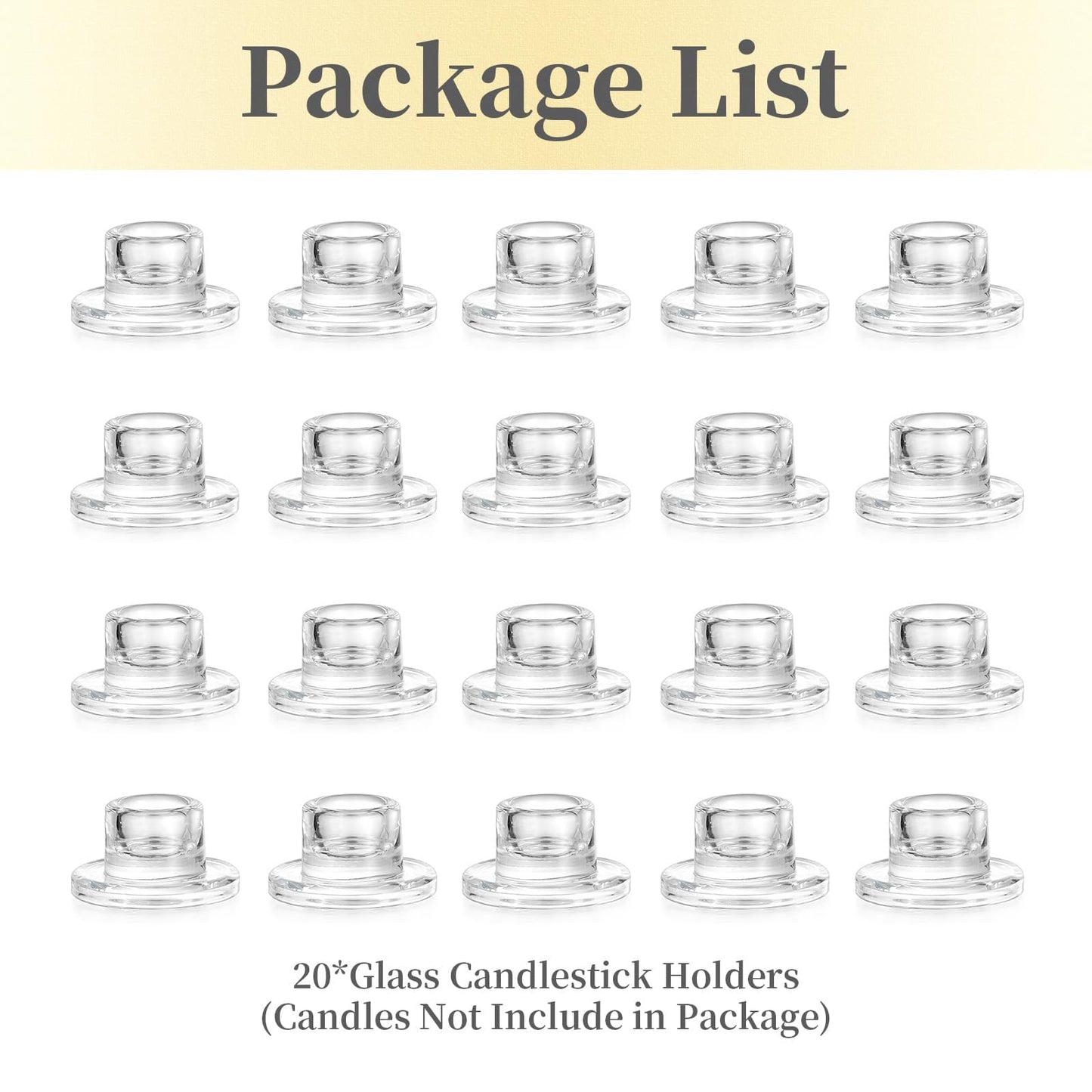 Hewory Glass Taper Candle Holders: 20 PCS Candlestick Holders Clear Short Tapered Candle Holder Set - Candle Stick Holder Decor for Table Centerpiece Wedding Party Advent Christmas Home Decorations