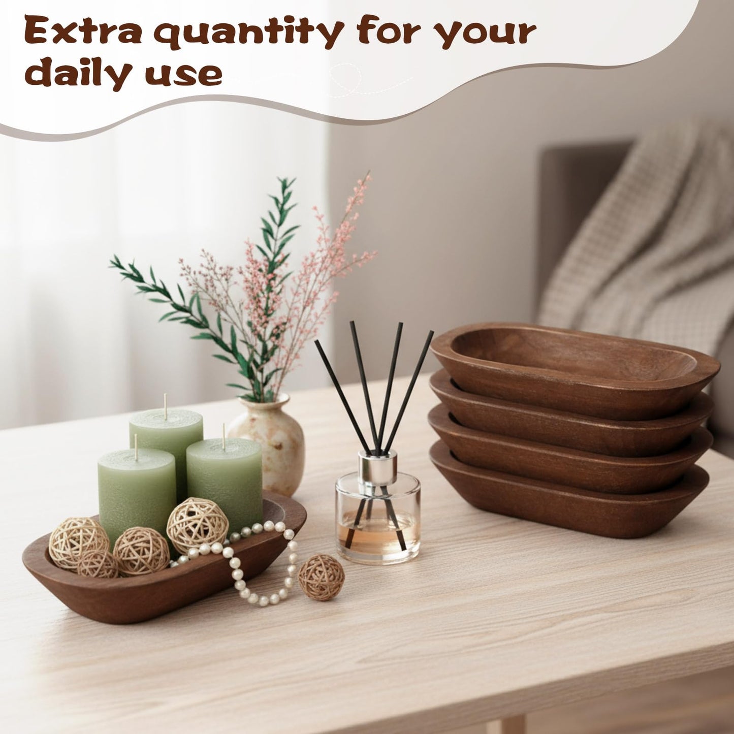 Nuogo 30 Pack Wooden Dough Bowls Bulk 8.6 Inch Rustic Dough Bowls for Wedding DIY Candle Home Crafts Making Farmhouse Fruits Supplies Decoration