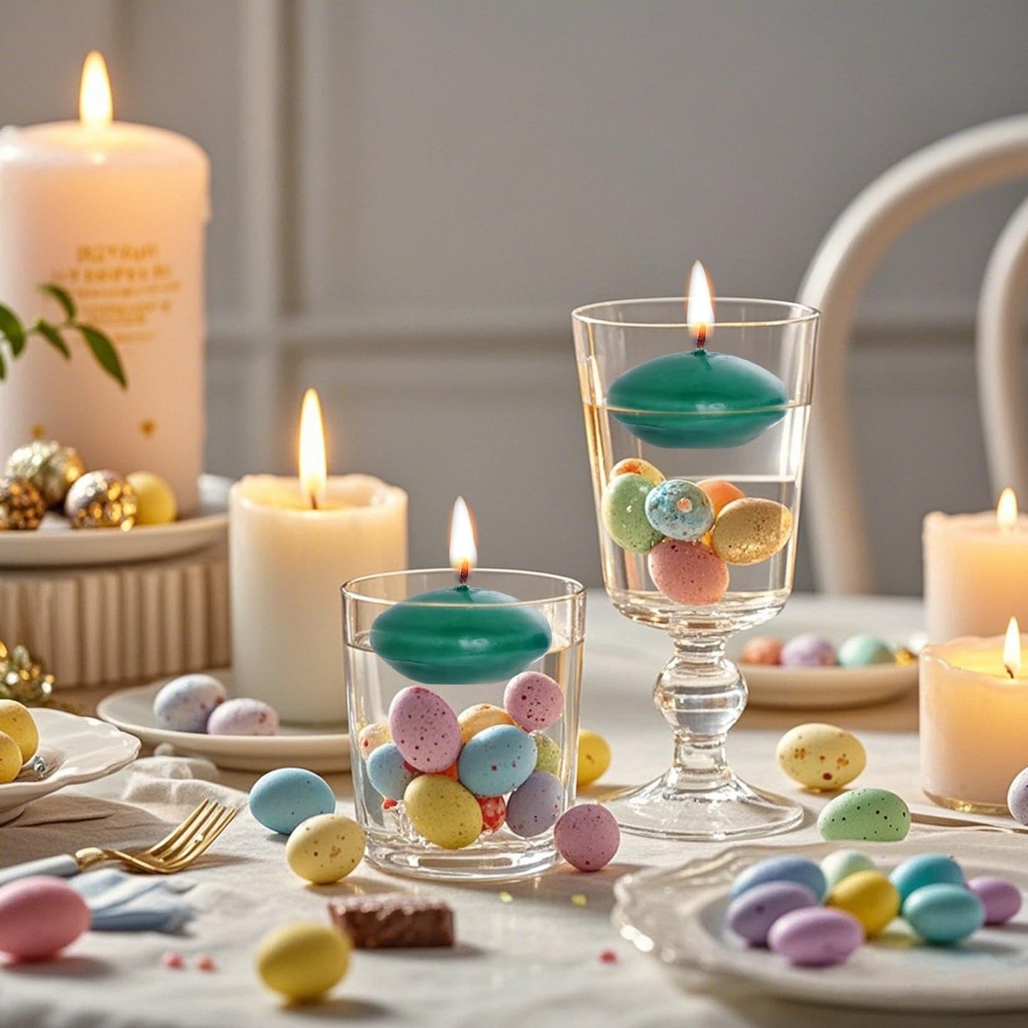 20 Pcs Floating Candles Centerpieces, 1.5 Inch Unscented Floating Candles Small Decoration for Valentine's Day, Thanksgiving, Wedding and Home Decor