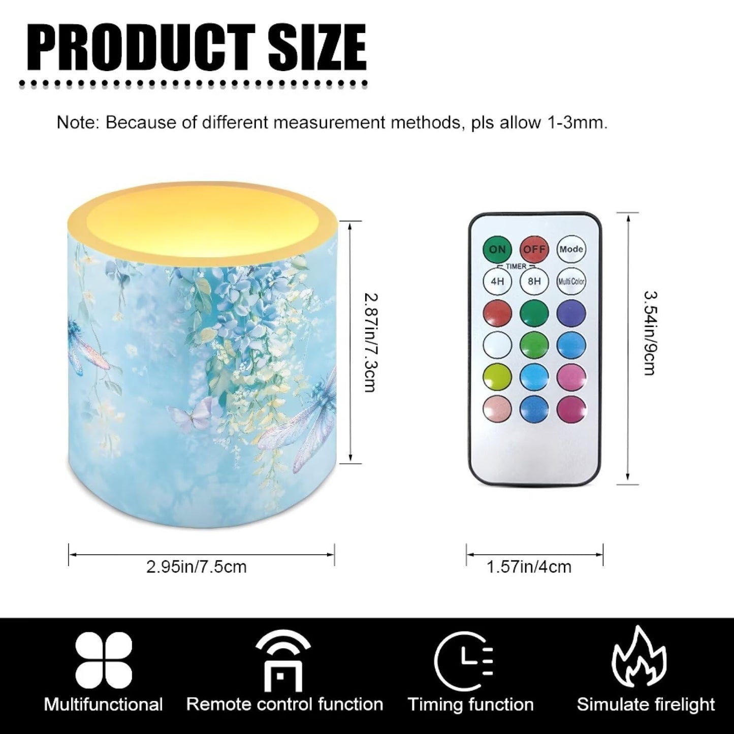 Cozeyat Sky Blue Flameless Candles 4 Pack Battery Operated LED Pillar Candles with Remote Control Timer Waterproof for Indoor Outdoor Use