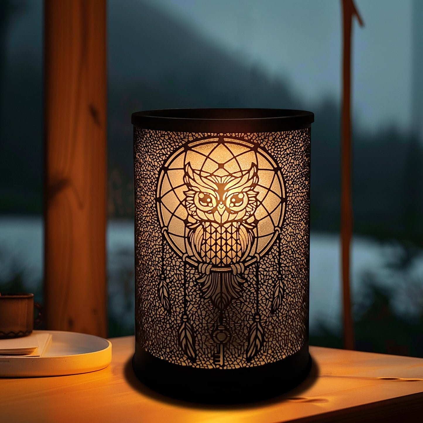 LIFFY Wax Melt Warmer for Scented Wax, Owl Scented Melter, Candle Burner, Fragrance Warmer LED Light, Smokeless Melting, Aromatherapy Essential Oil Diffuser & Night Light
