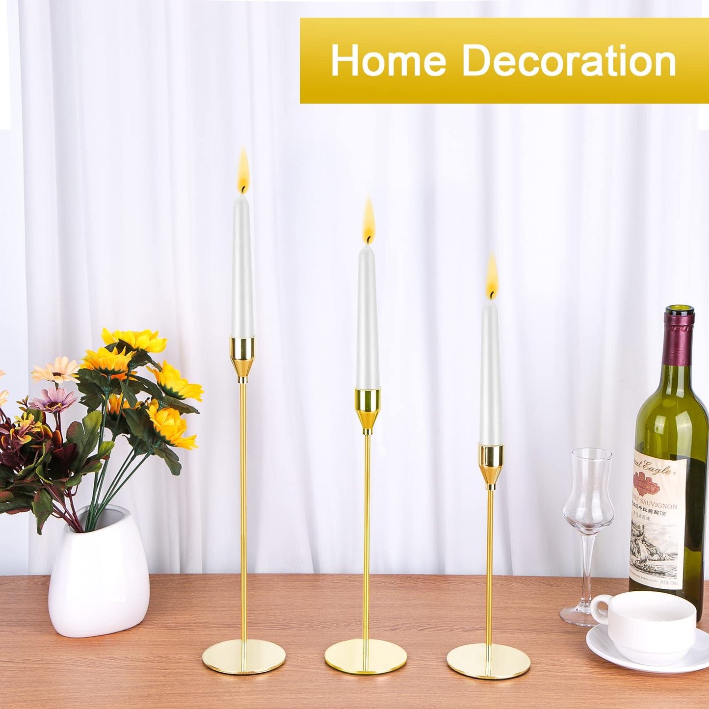 Gold Candlestick Holder Set of 12 for Taper Candles, Decorative Candle Holders Bulk Candle Stick Holders Taper Candle Holders for Table Centerpiece Wedding Dinning Party Anniversary Home Decor