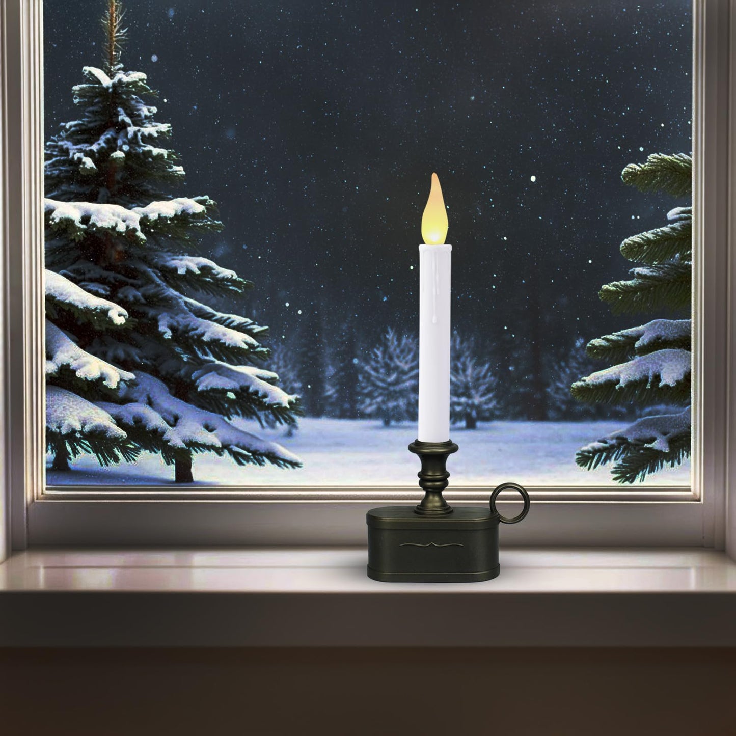LitTerra Window Candles Battery Operated with Timer 8 Hours on and 16 Hours of Led Warm White with Flicker Flame (Vintage Base)