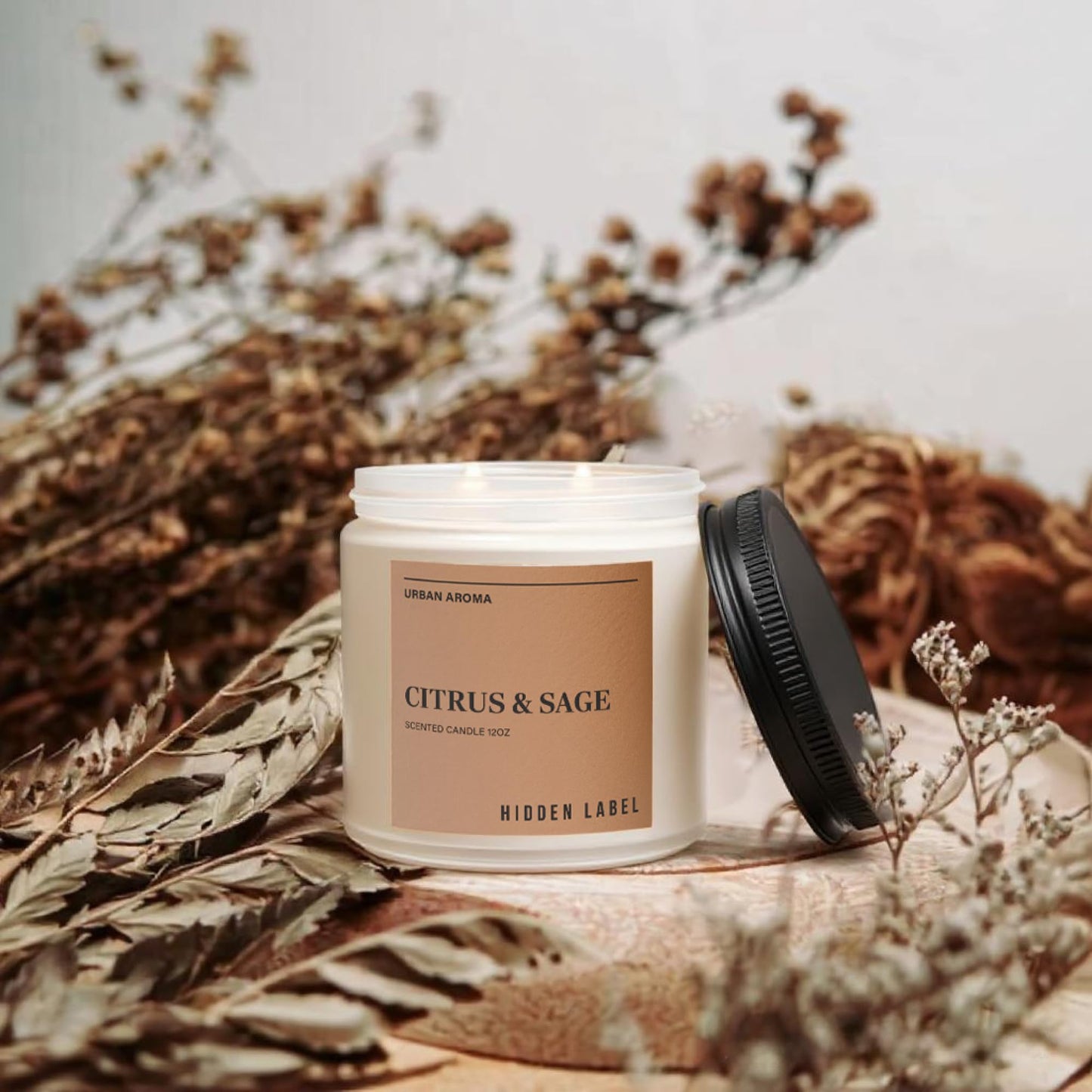 Citrus Sage Scented Candle, 12oz Natural Soy Wax, 2 Wick Aromatherapy Candles for Home Scented, 70hours Clean Burn,Non Toxic, Long Lasting, Premium Scents for Relaxation, Stress Relief, Gifts